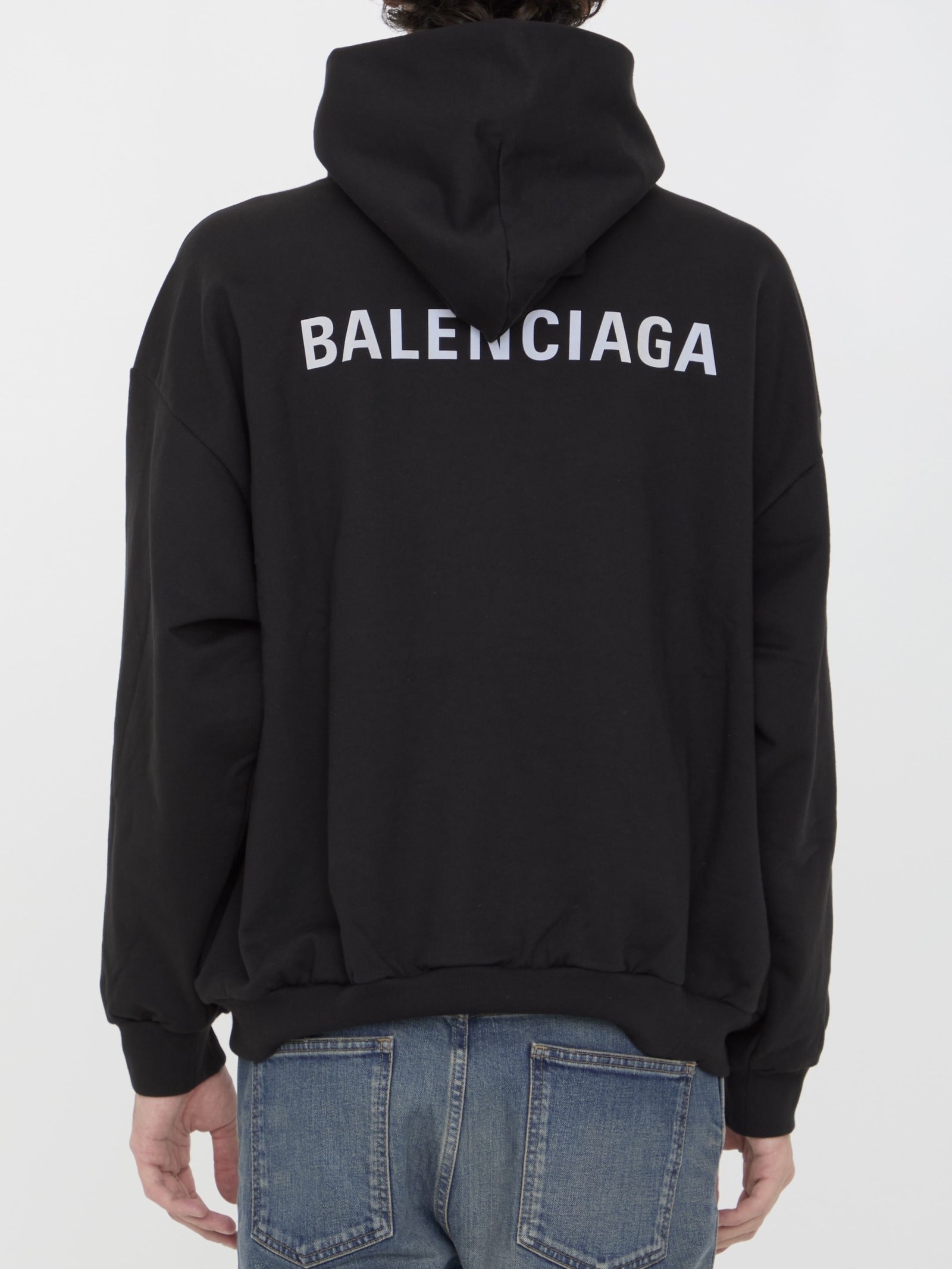 Shop Balenciaga Medium Fit Hoodie In Black