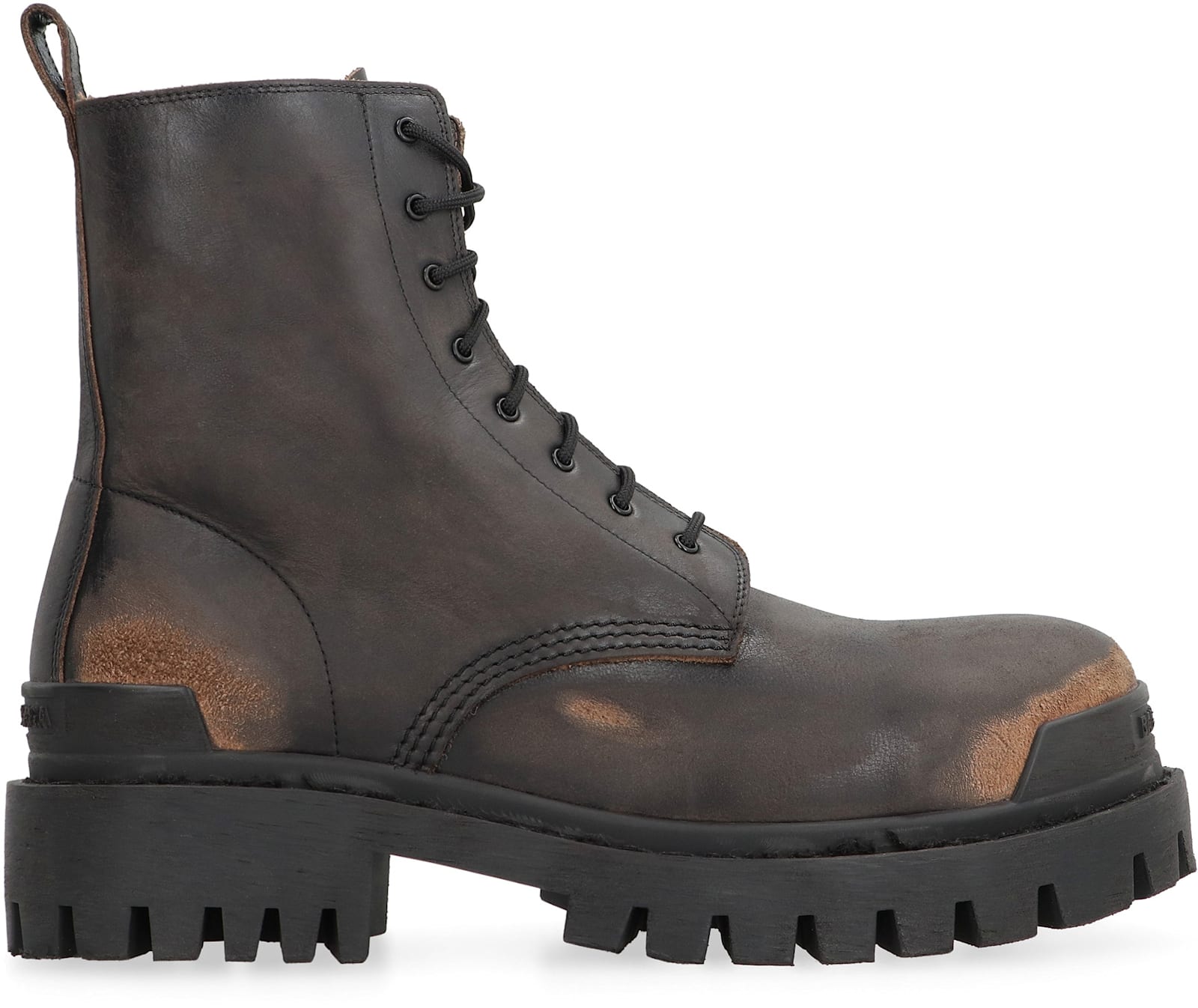 Shop Balenciaga Leather Lace-up Boots In Brown