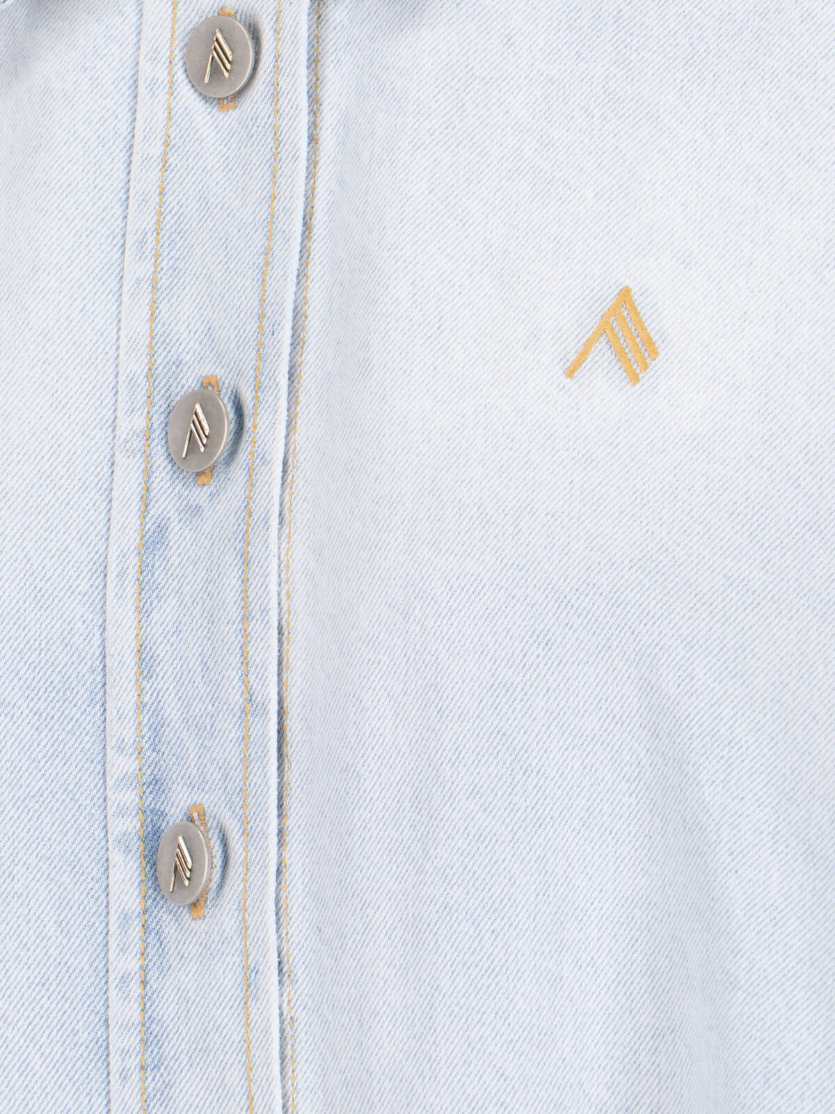 Attico Denim Overshirt With Slit Detail In Light Blue