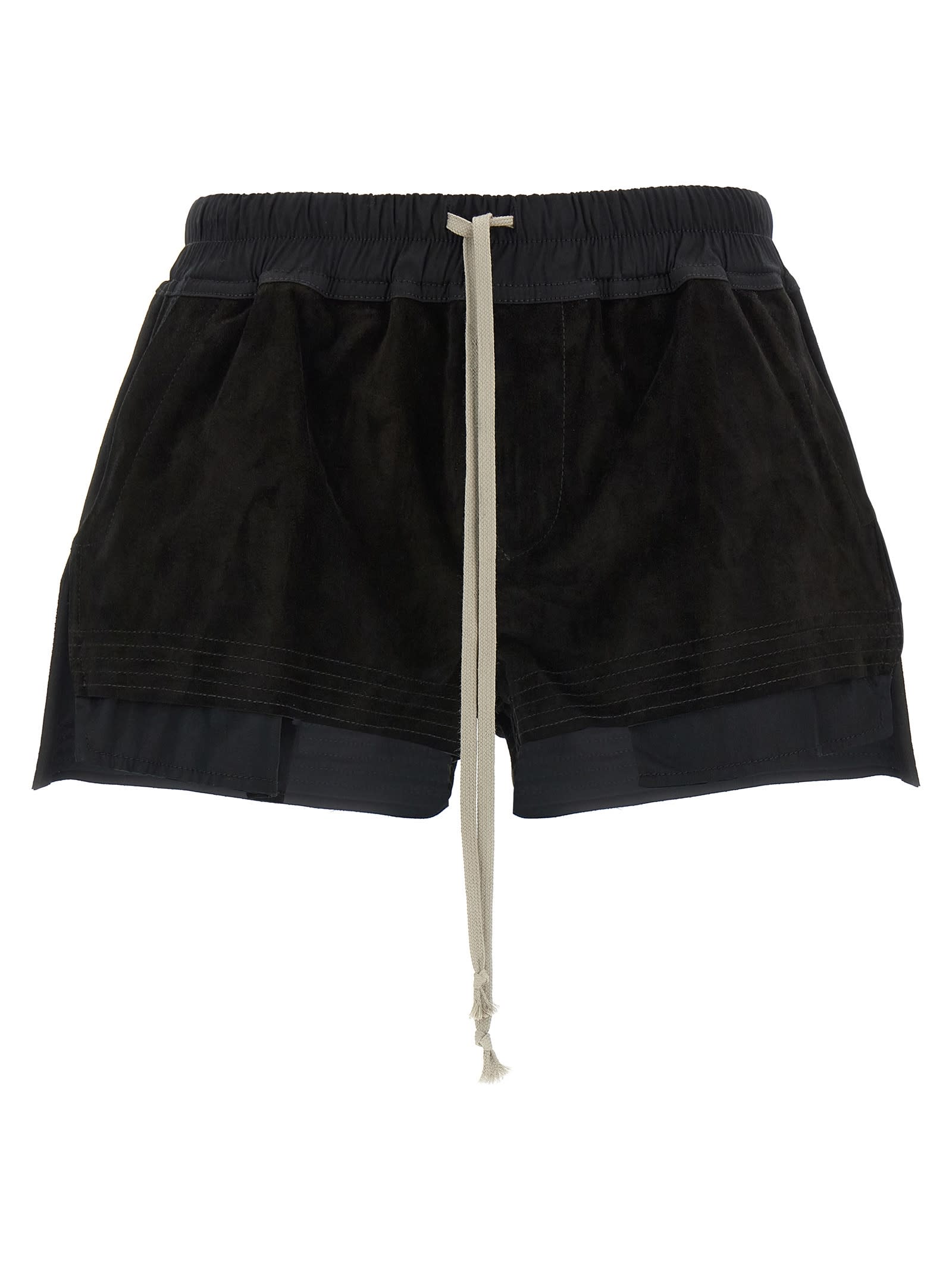 Rick Owens Cloud Layered Elastic Waistband Shorts In Black