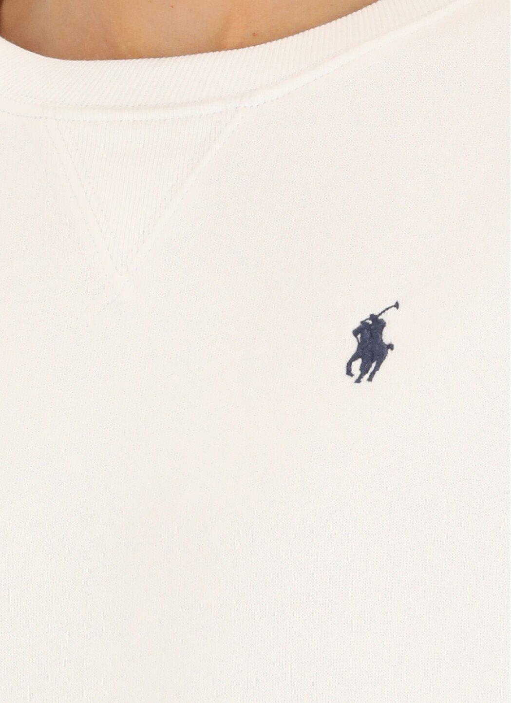 Shop Polo Ralph Lauren Logo Embroidered Crewneck Sweatshirt In Bianco