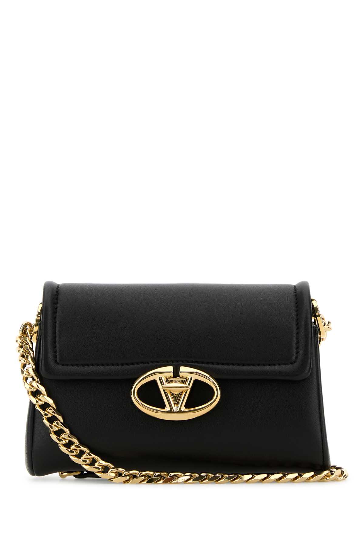 Valentino Garavani Black Leather Vlogo Shoulder Bag In Nero Valentino Garavani Black Leather Vlogo Shoulder Bag In Nero