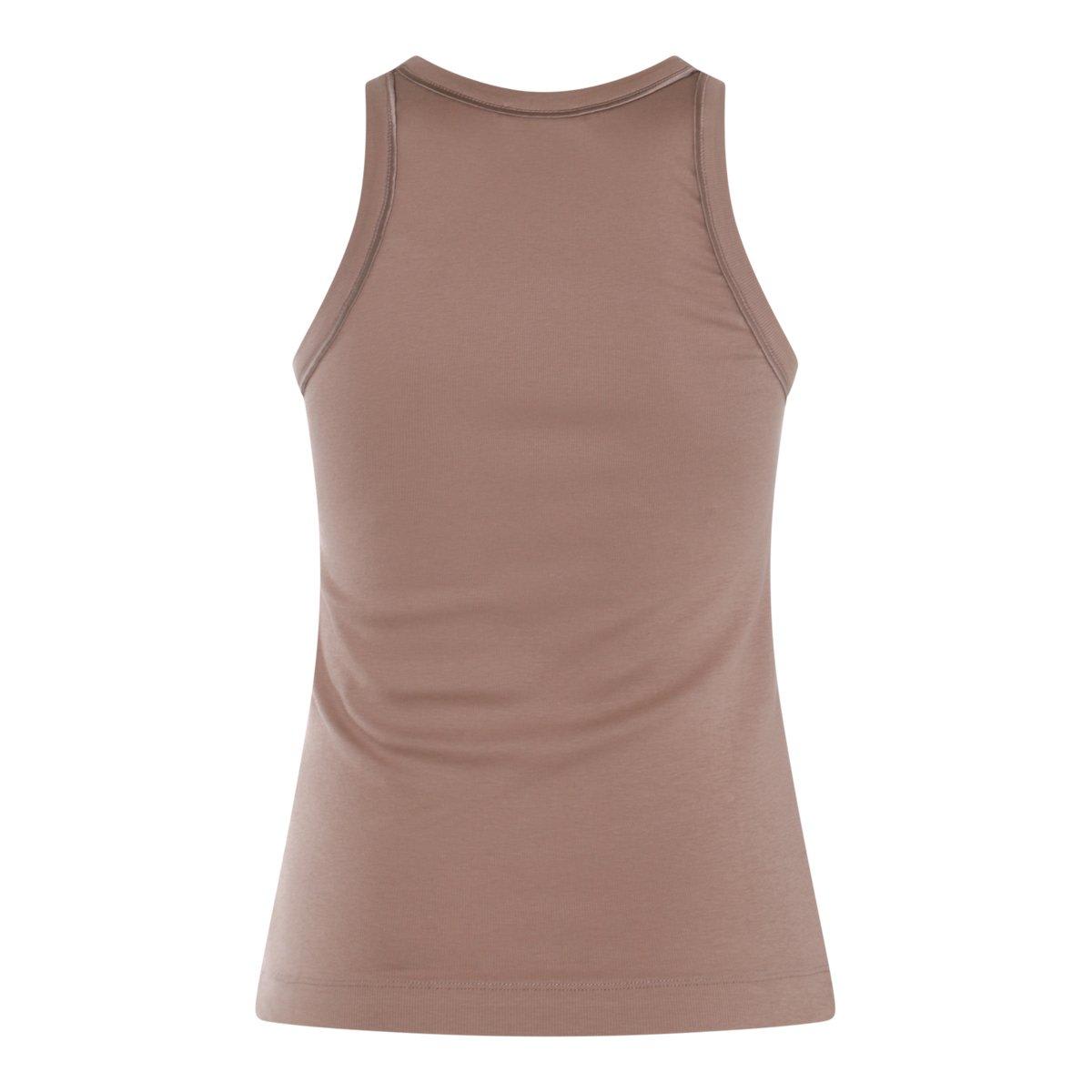 Shop Brunello Cucinelli Stretched Ribbed Jersey Top In Coyote