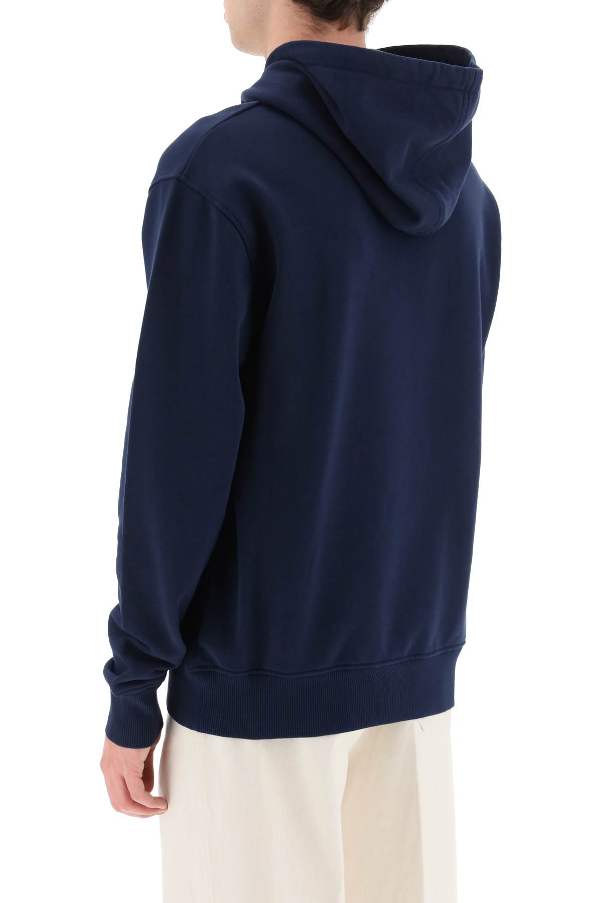 Shop Ami Alexandre Mattiussi Hoodie With Micro Embroidered Logo In Nautic Blue