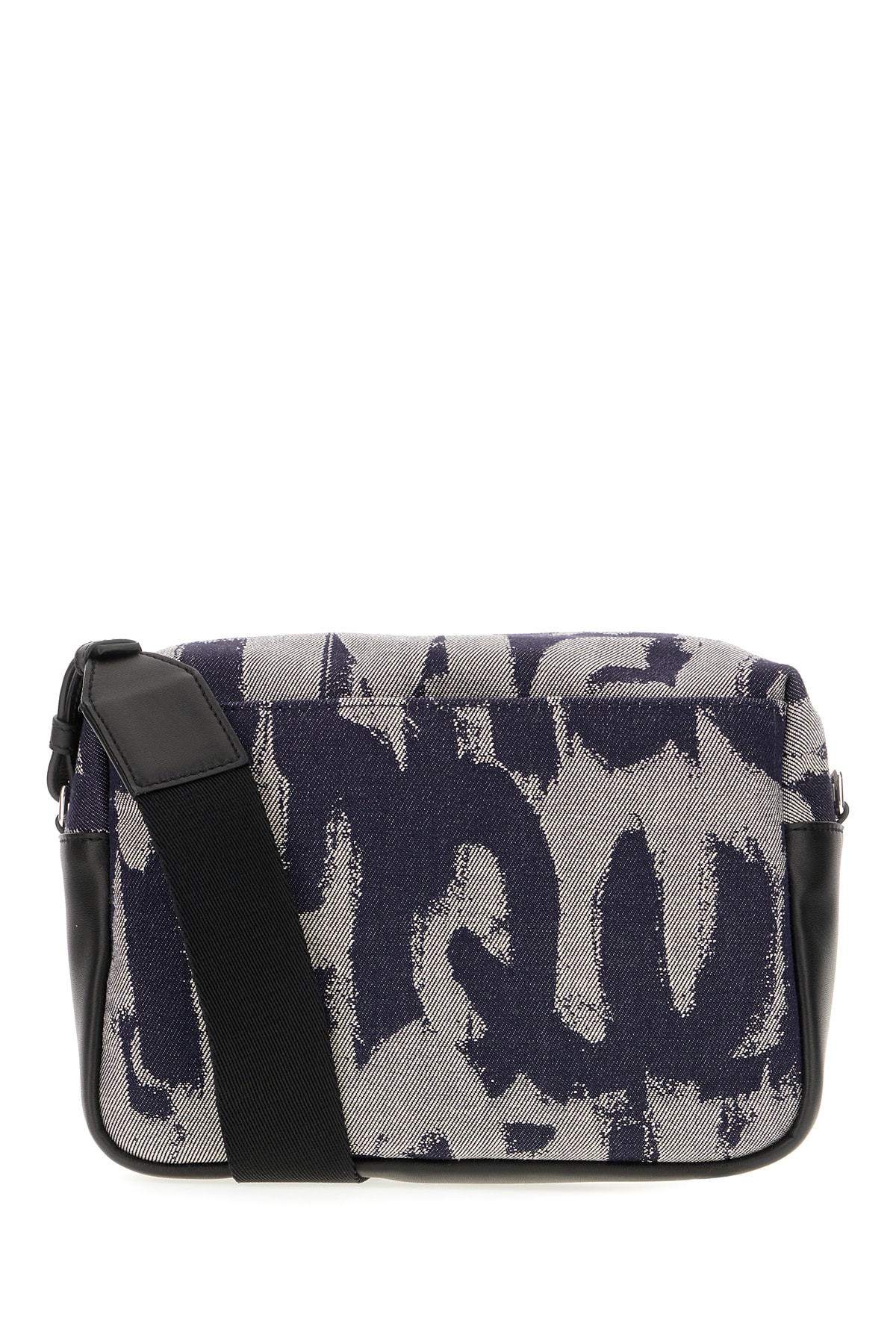 Shop Alexander Mcqueen Printed Denim Crossbody Bag In Dk Blue Ivory Black