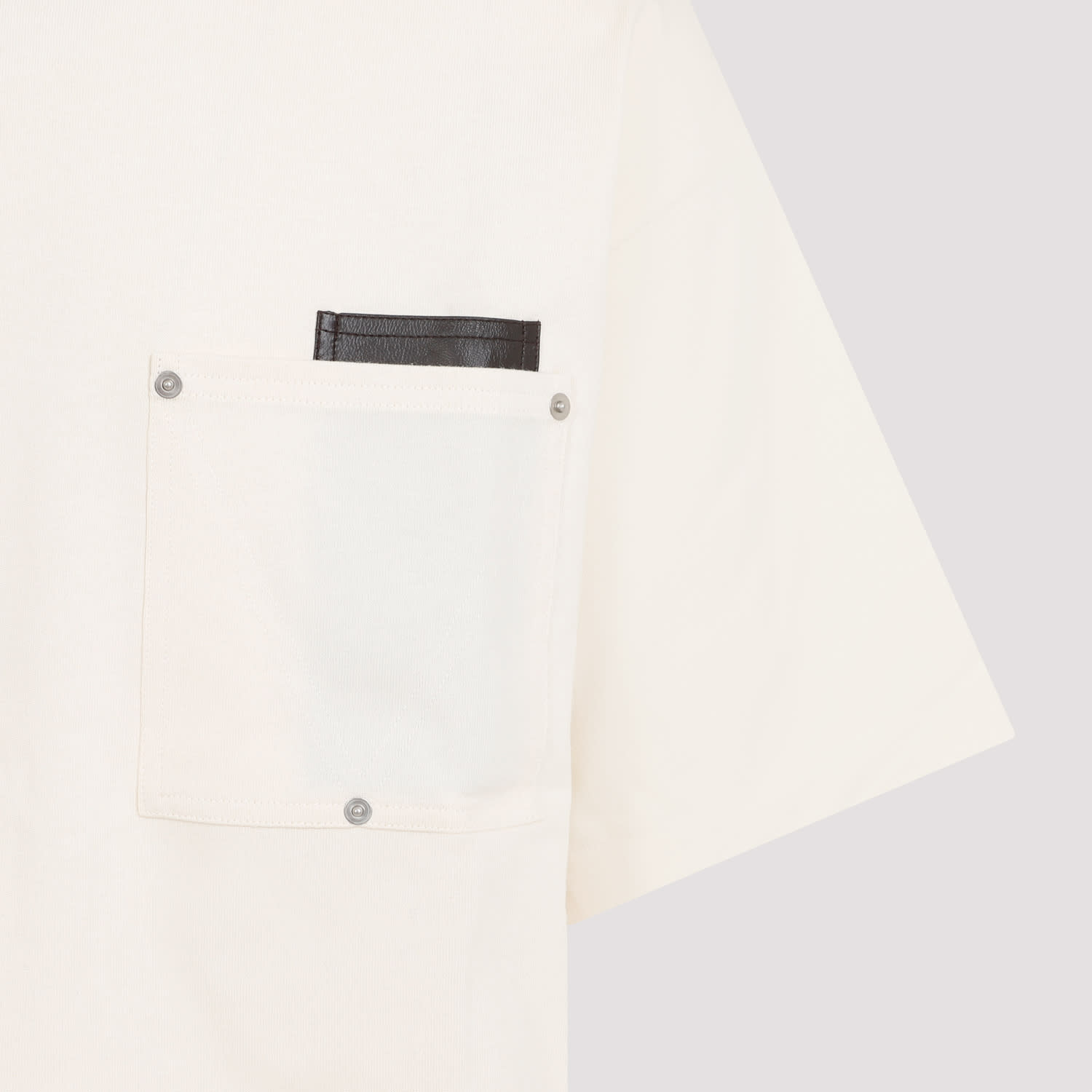 Shop Bottega Veneta Leather Pocket T-shirt In Soap