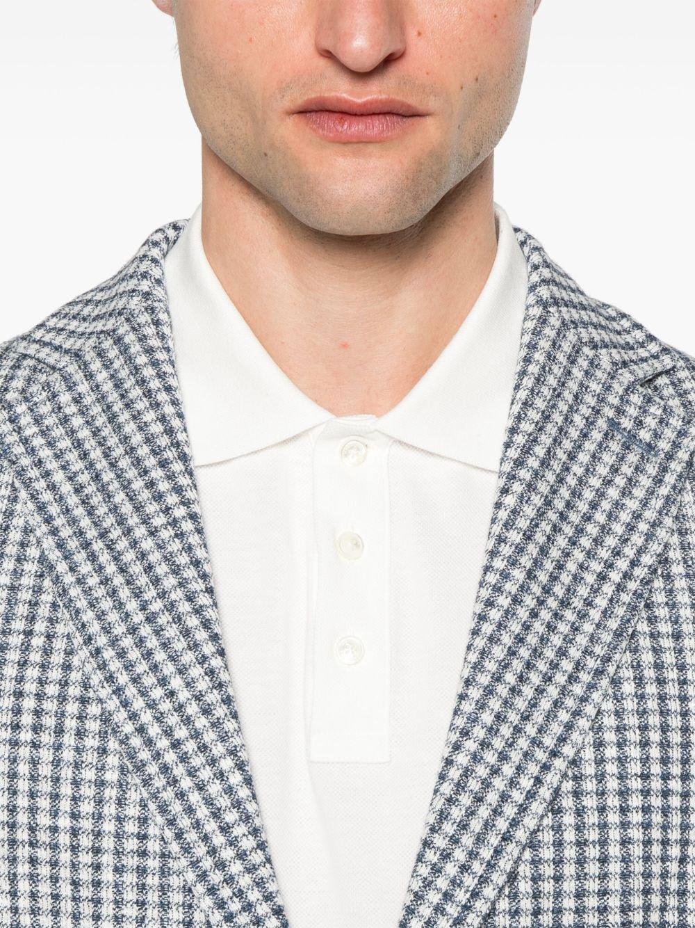 Circolo 1901 Checkered Cotton And Linen Blend Jacket In Blue
