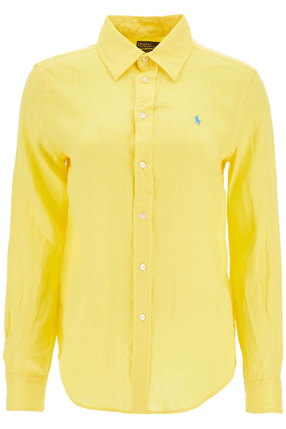 Long Sleeve Linen Shirt Yellow