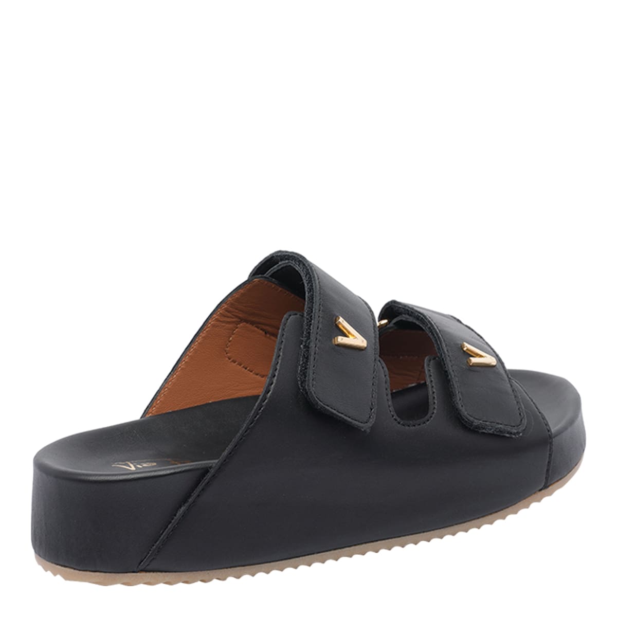 Via Roma 15 Logo Platform Sandals In Black