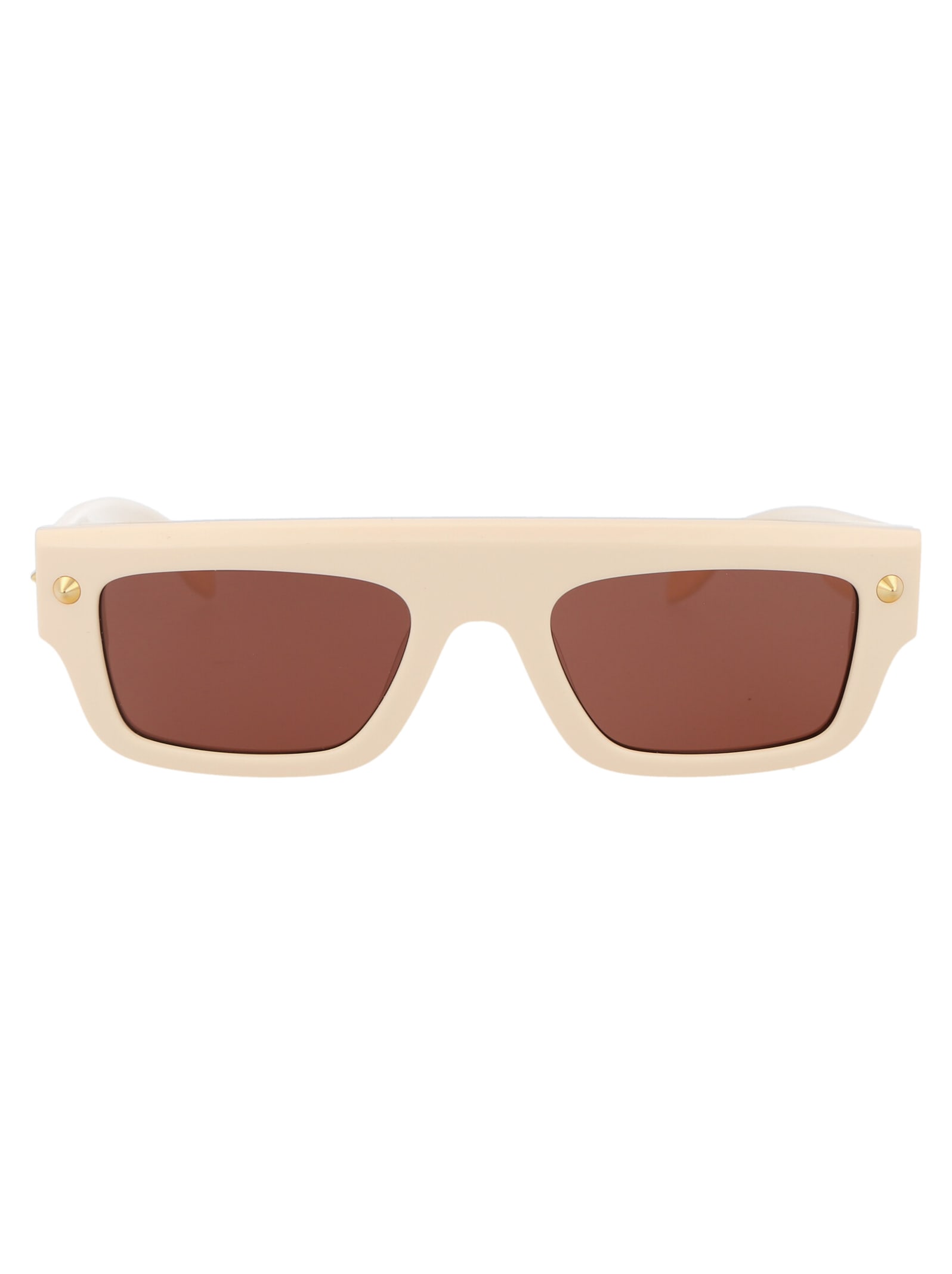 Shop Alexander Mcqueen Am0427s Sunglasses In 004 Ivory Ivory Brown