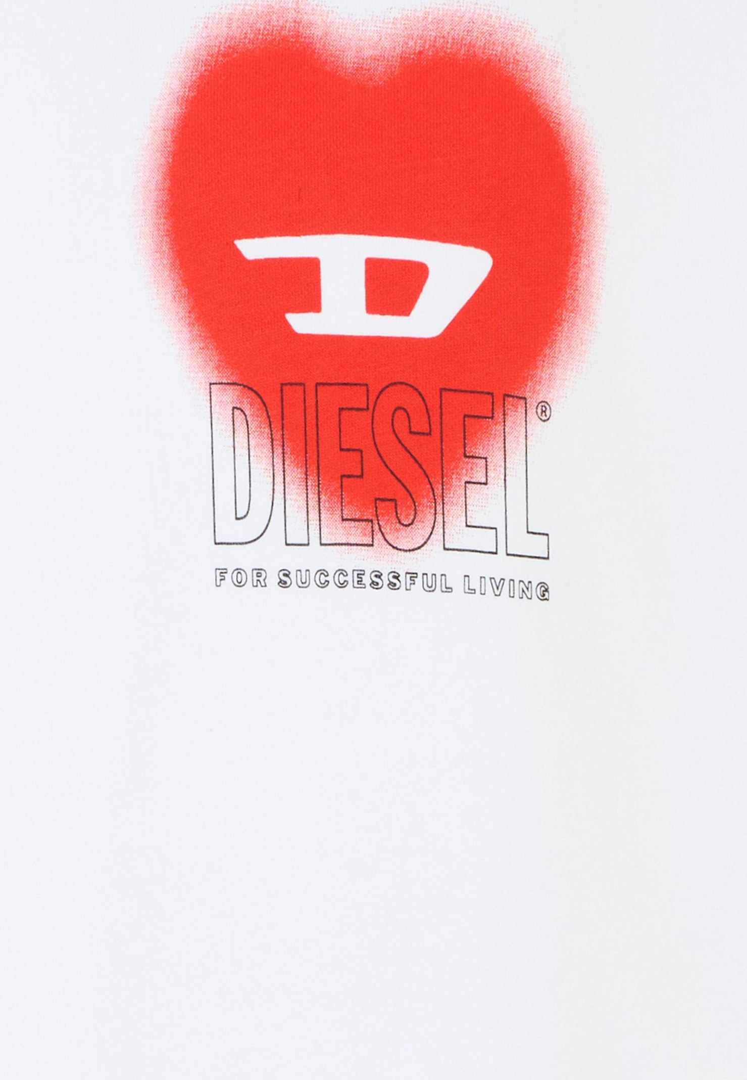 Diesel White Sweatshirt For Girl With Heart In White