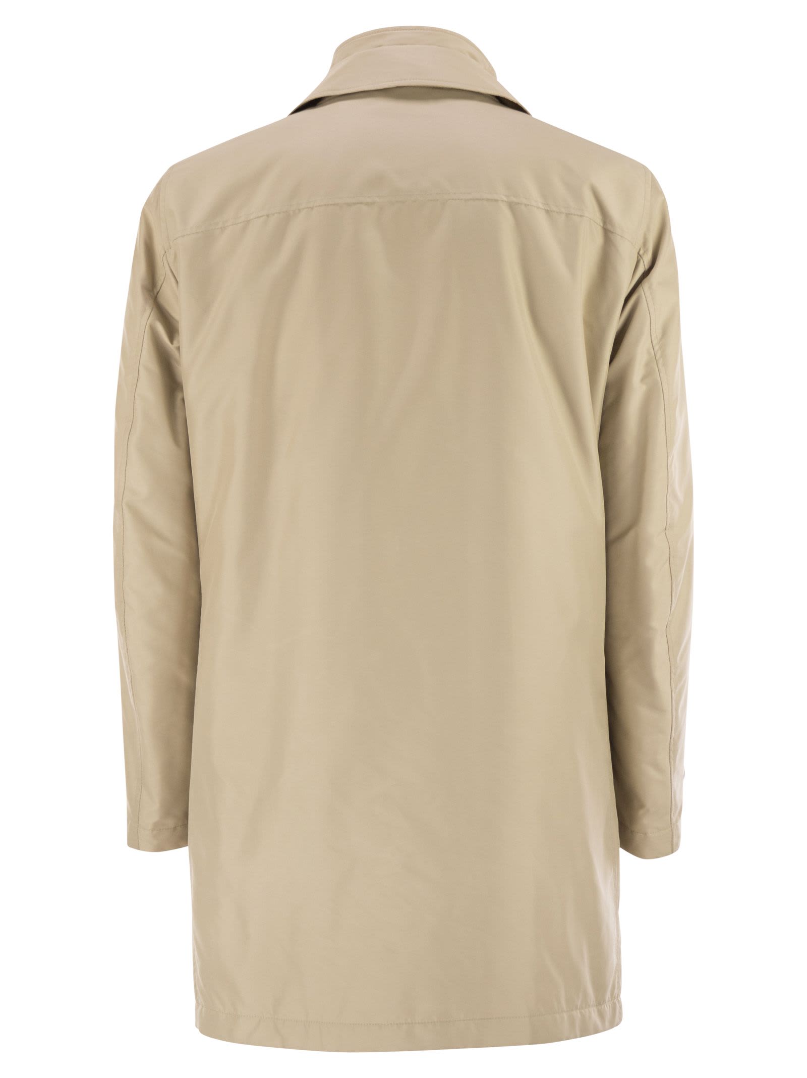 Fay Men Morning Coat In Technical Poplin In Neutral