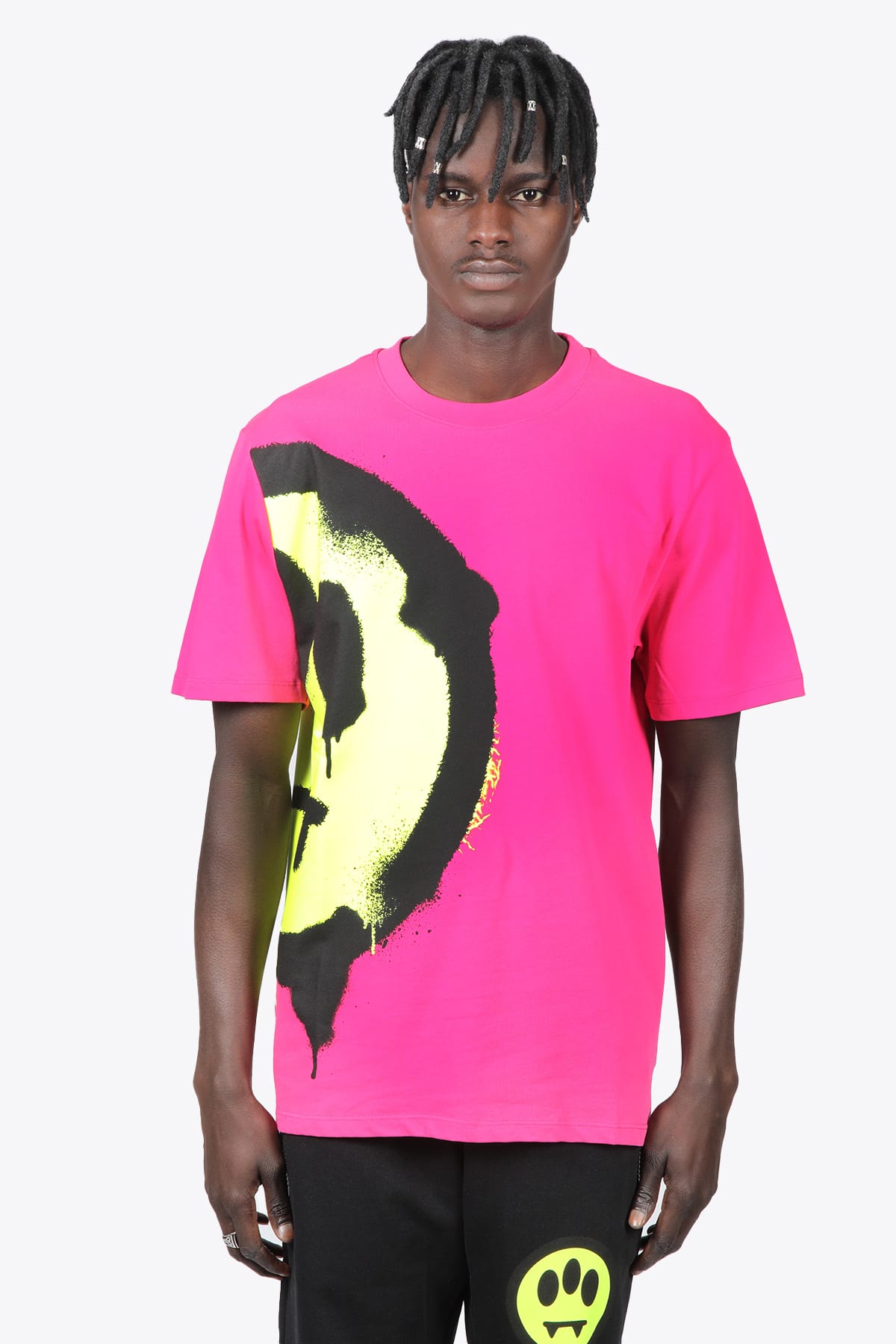 Barrow T-shirt Jersey Unisex Bright pink cotton t-shirt with side smile