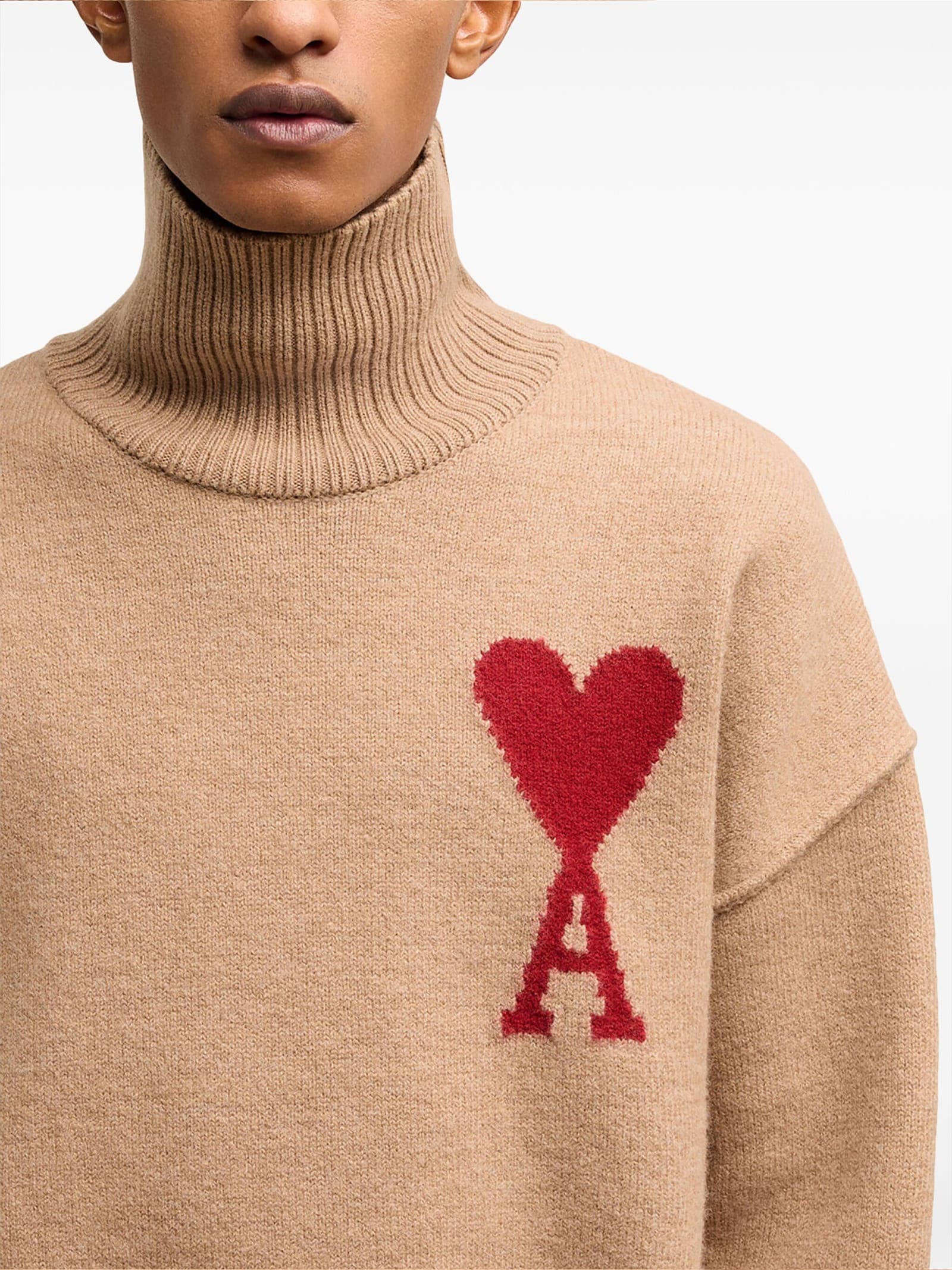 Shop Ami Alexandre Mattiussi Sweater In Camel Red