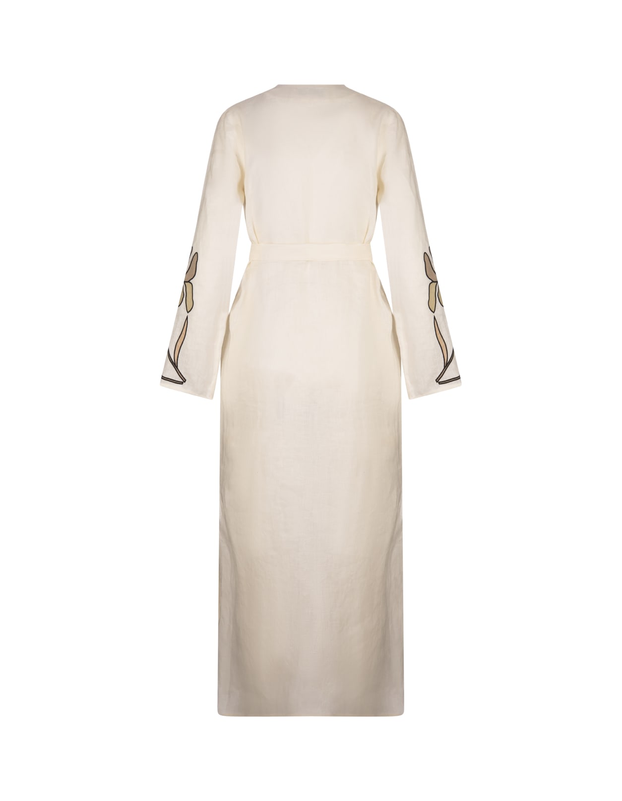 Shop Tory Burch White Linen Caftan With Applications