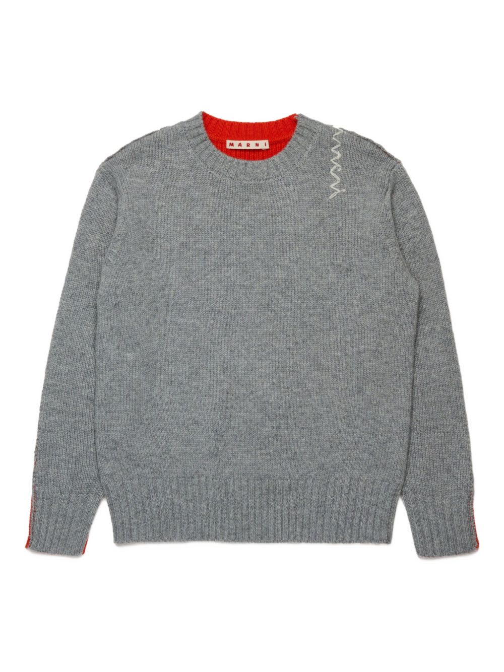 Marni Kids Gray Long-sleeved Crewneck Sweater In Gray
