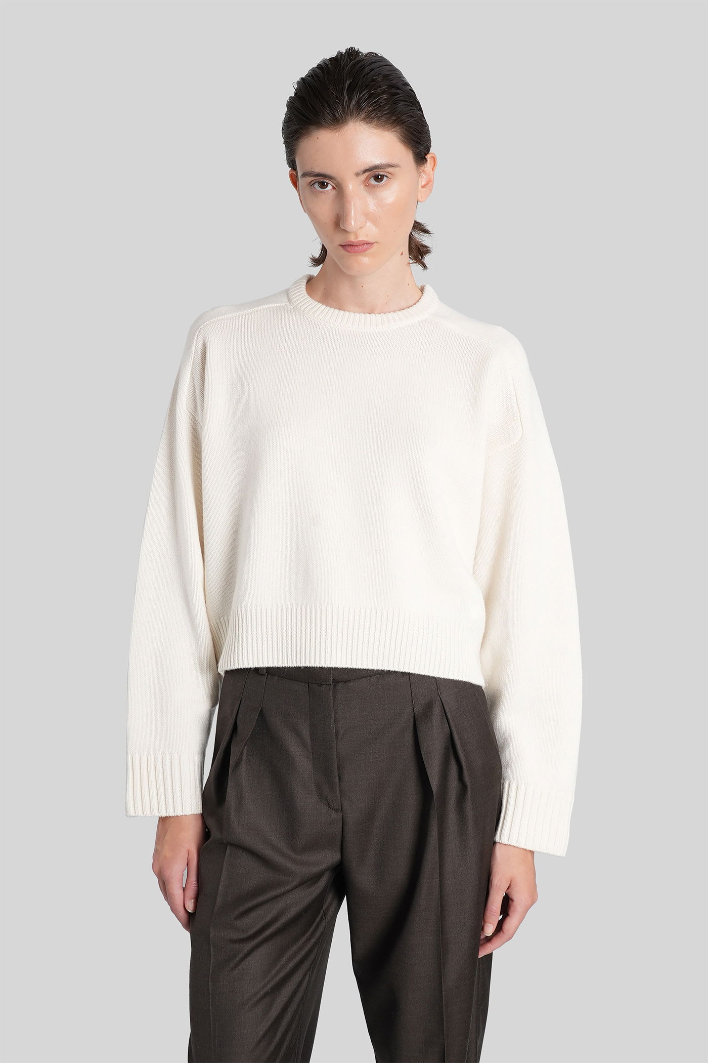 Loulou Studio Bruzzi Lds Knitwear In Beige Wool In White