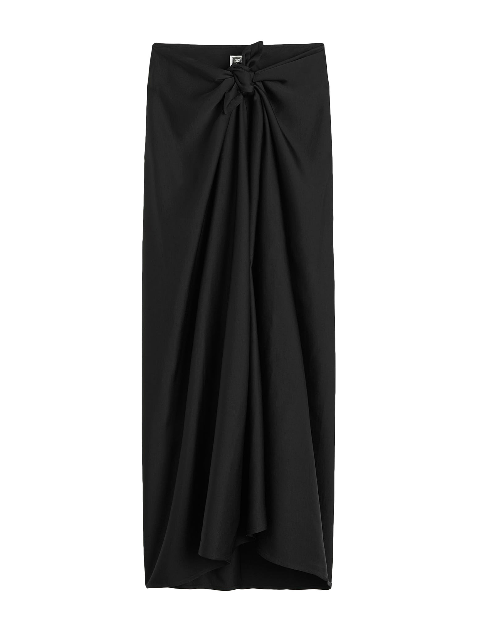 Shop Totême Satin Knot Skirt In Black