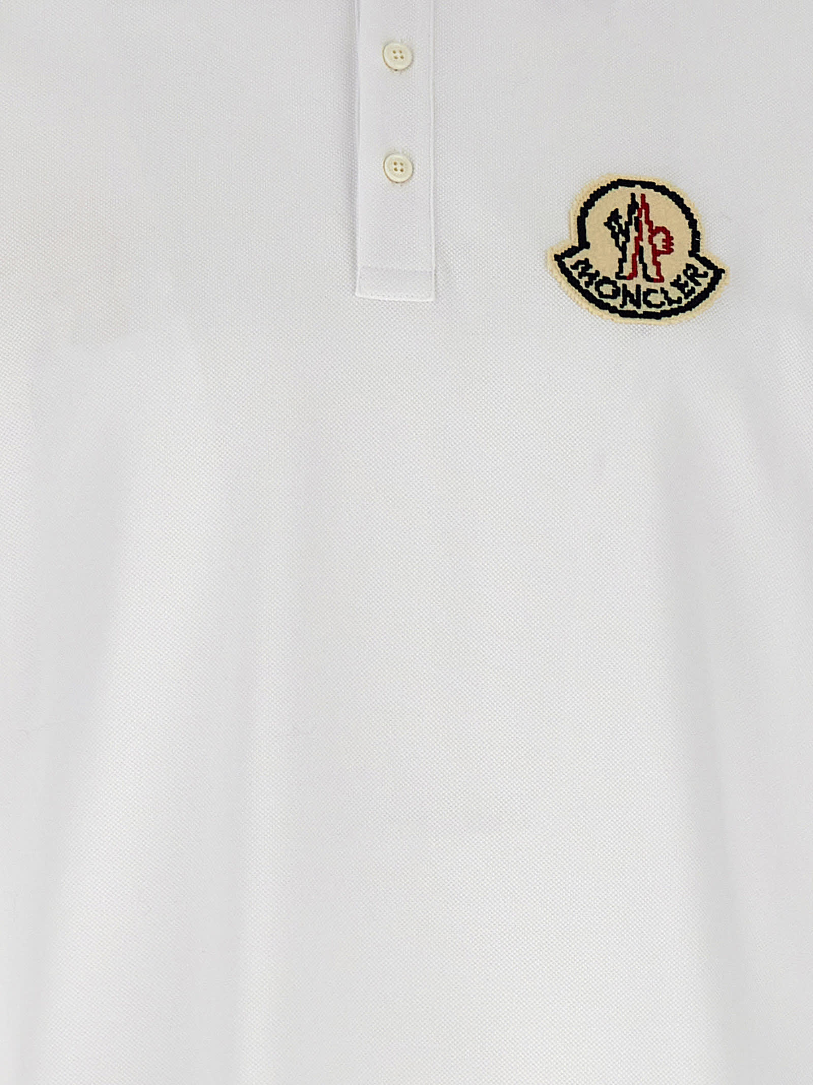 Shop Moncler Logo Patch Polo Shirt In White