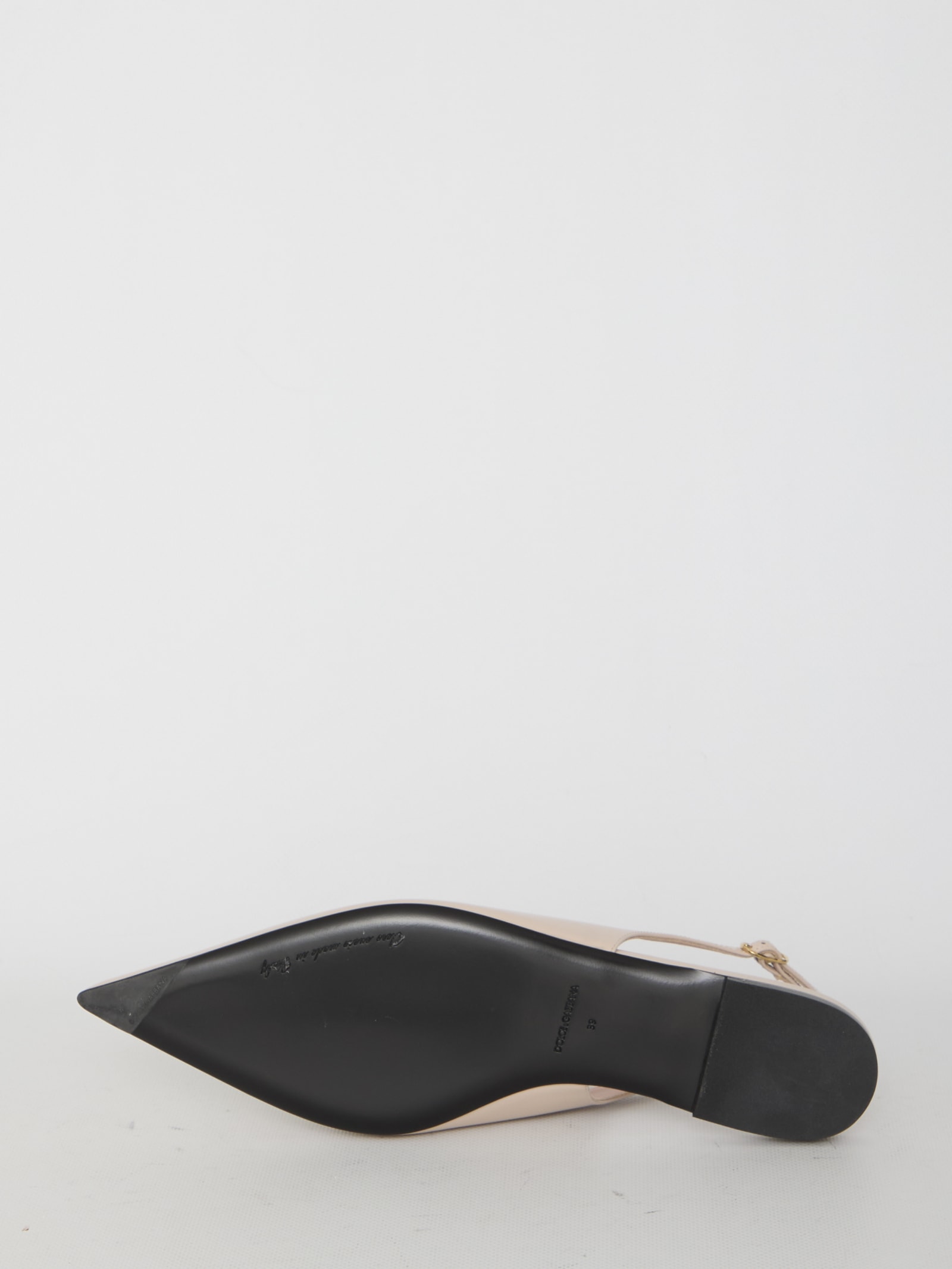 Shop Dolce & Gabbana Shiny Leather Ballerinas In Beige