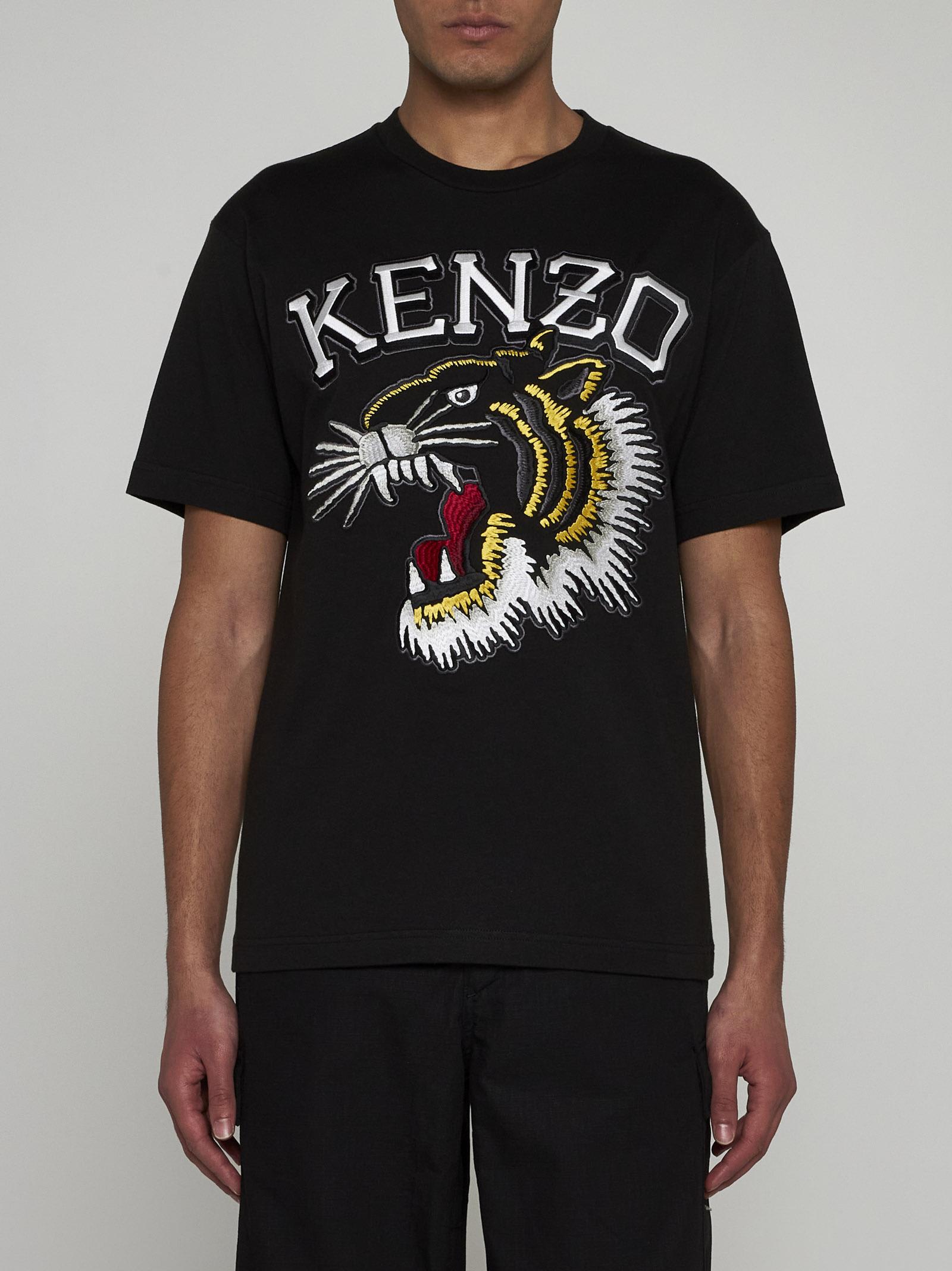 Shop Kenzo Tiger Cotton T-shirt In J Noir