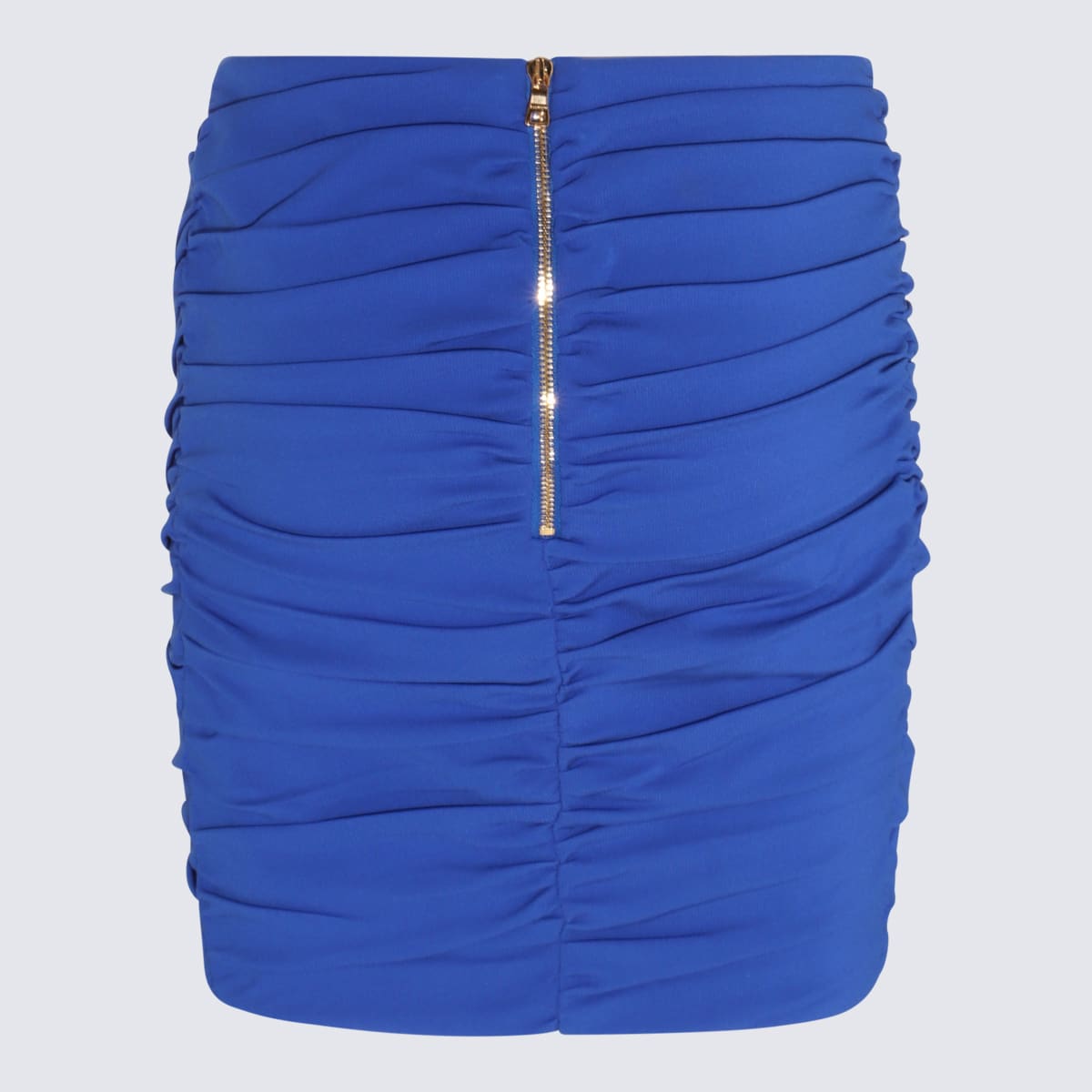 Shop Balmain Cobalt Blue Viscose Blend Skirt