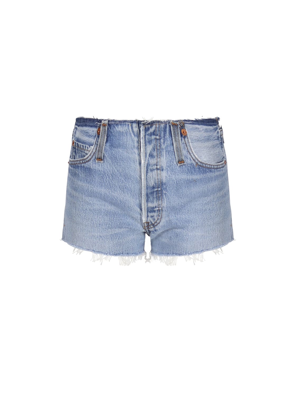 RE/DONE DISTRESSED DENIM SHORTS