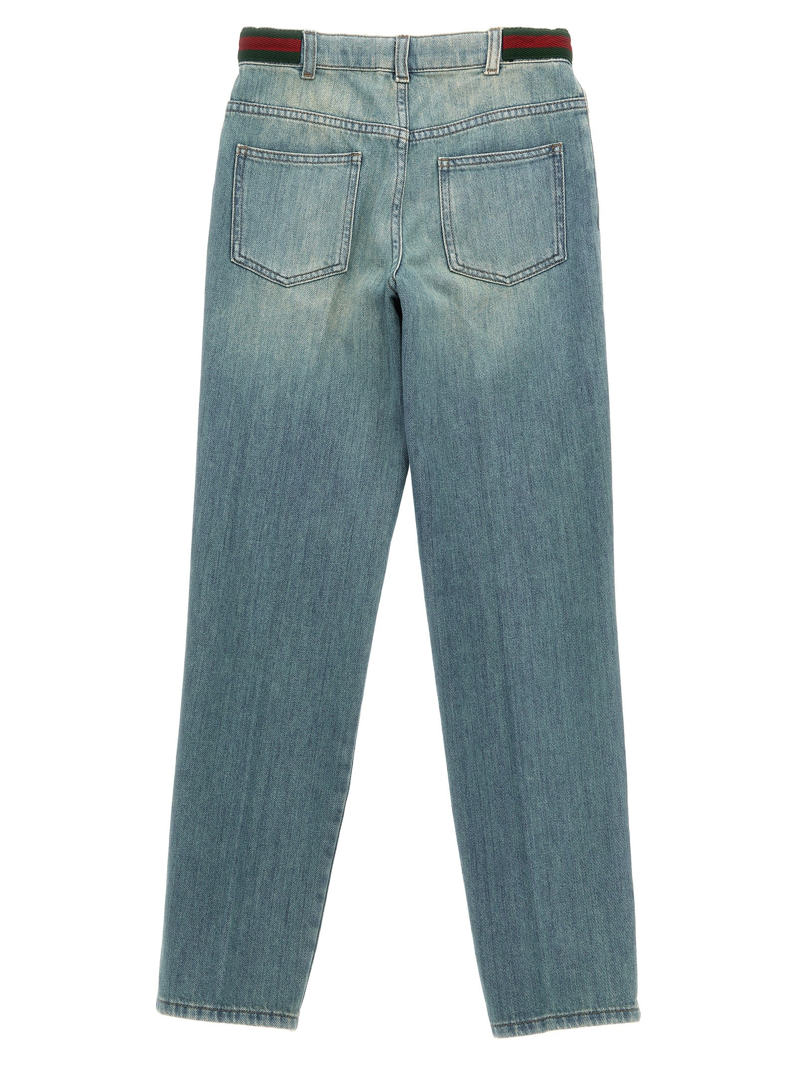 Shop Gucci Web Jeans In Light Blue