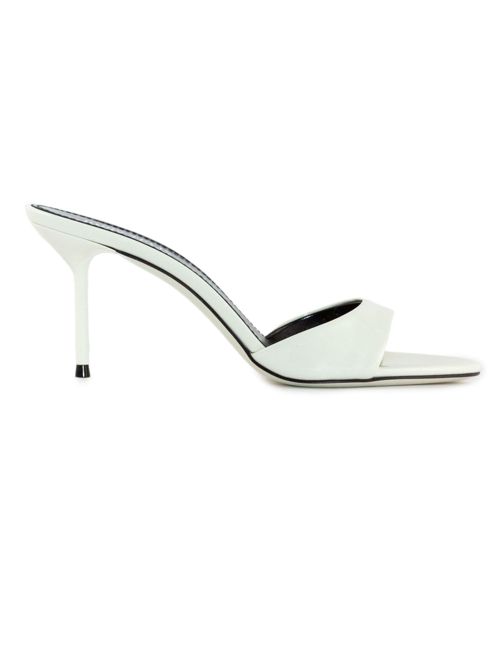 Lidia White Patent Leather Mules