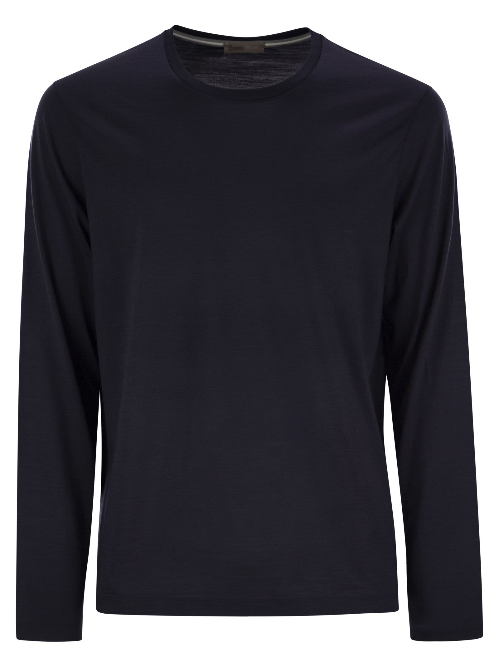 Shop Herno Wool Jersey T-shirt In Navy