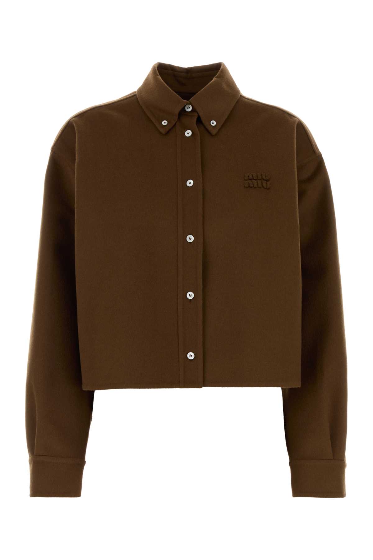 Miu Miu Brown Wool Blend Shirt In Brown