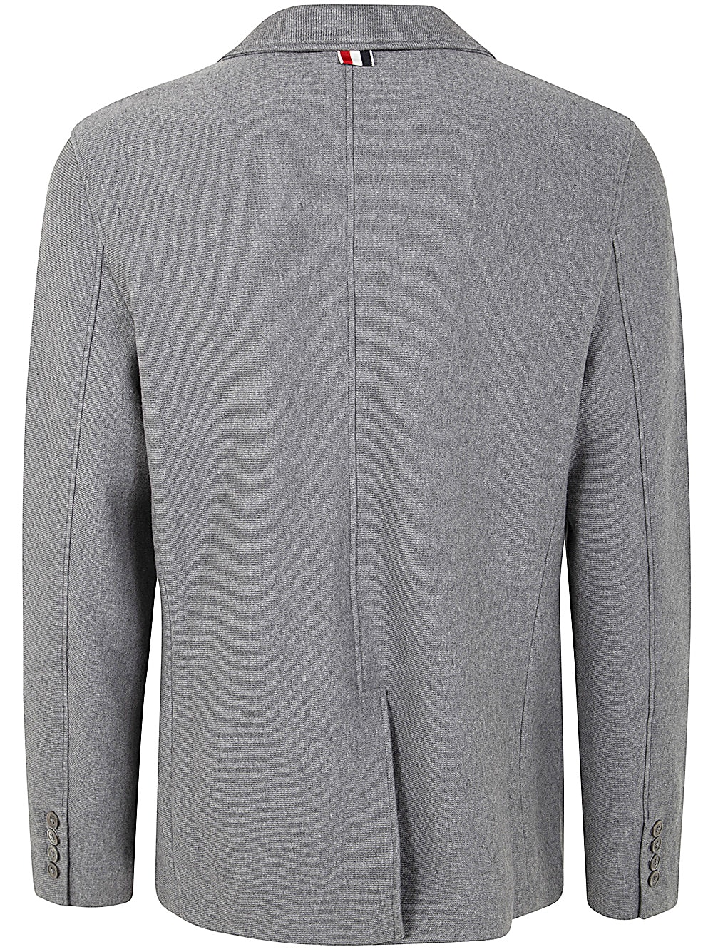 Shop Thom Browne Sack Jacket In Double Face Knit Eng Rwb Stripe In Med Grey