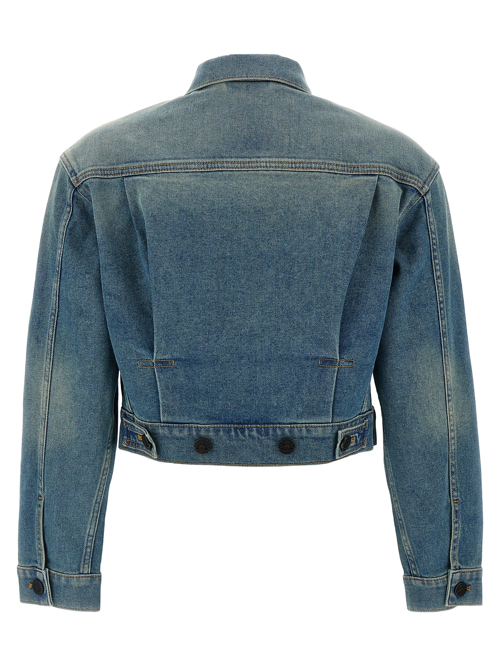 Shop Vivienne Westwood Marlene Cropped Jacket In Blue