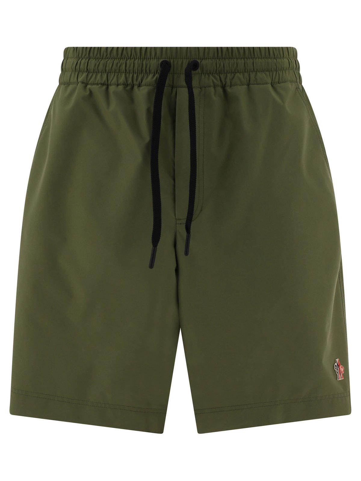 Shop Moncler Drawstring Bermuda Shorts In Olive Green