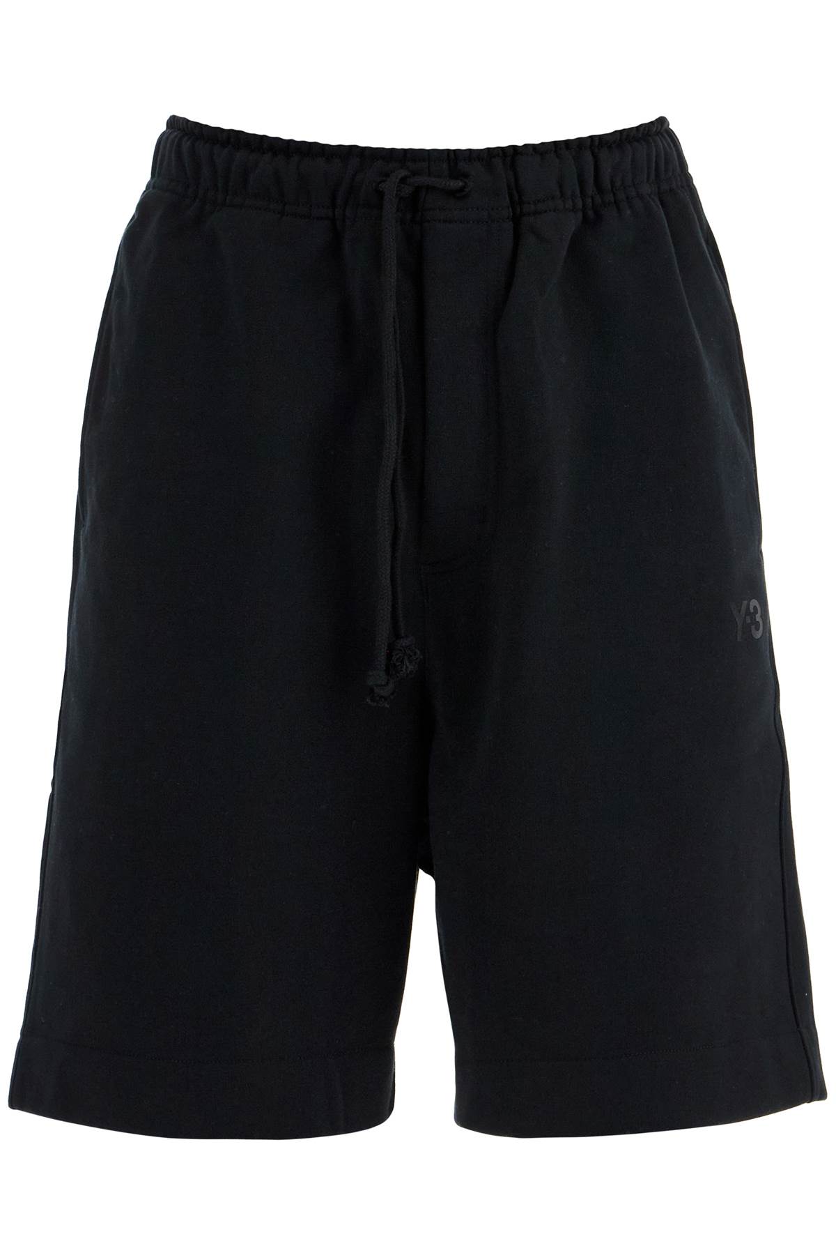 High-waisted Black Cotton Sports Shorts