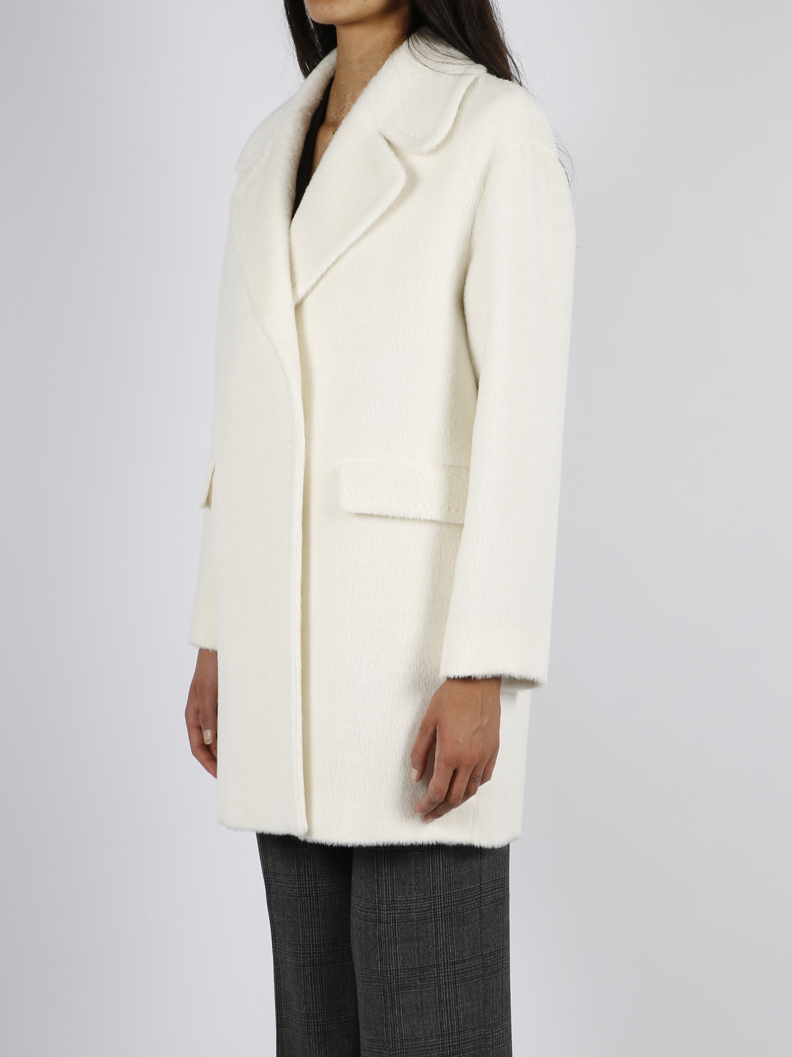 Shop Tagliatore Alpaca Wool Blend Double Beasted Coat In White