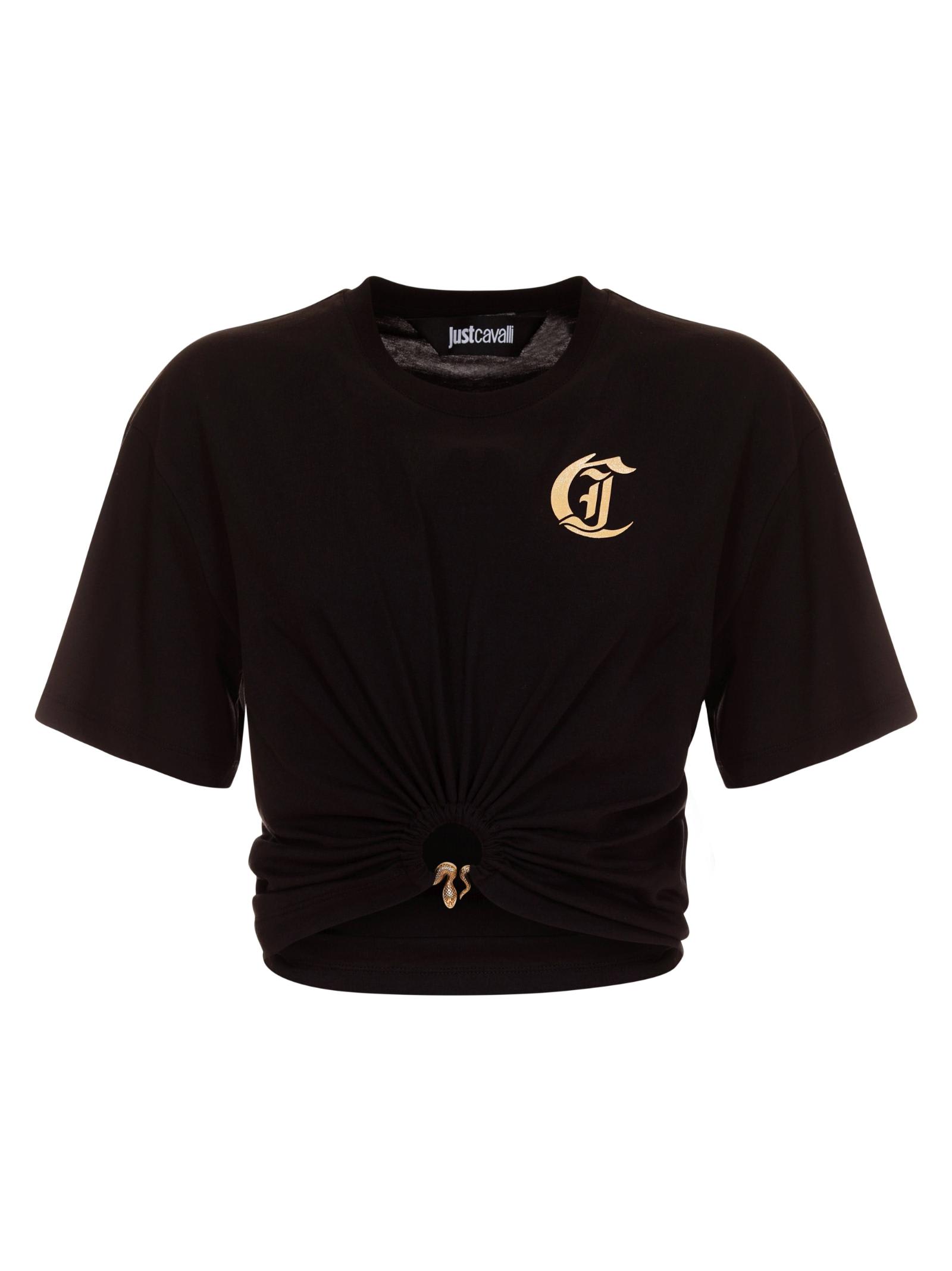 Just Cavalli Ring-detail T-shirt In Black