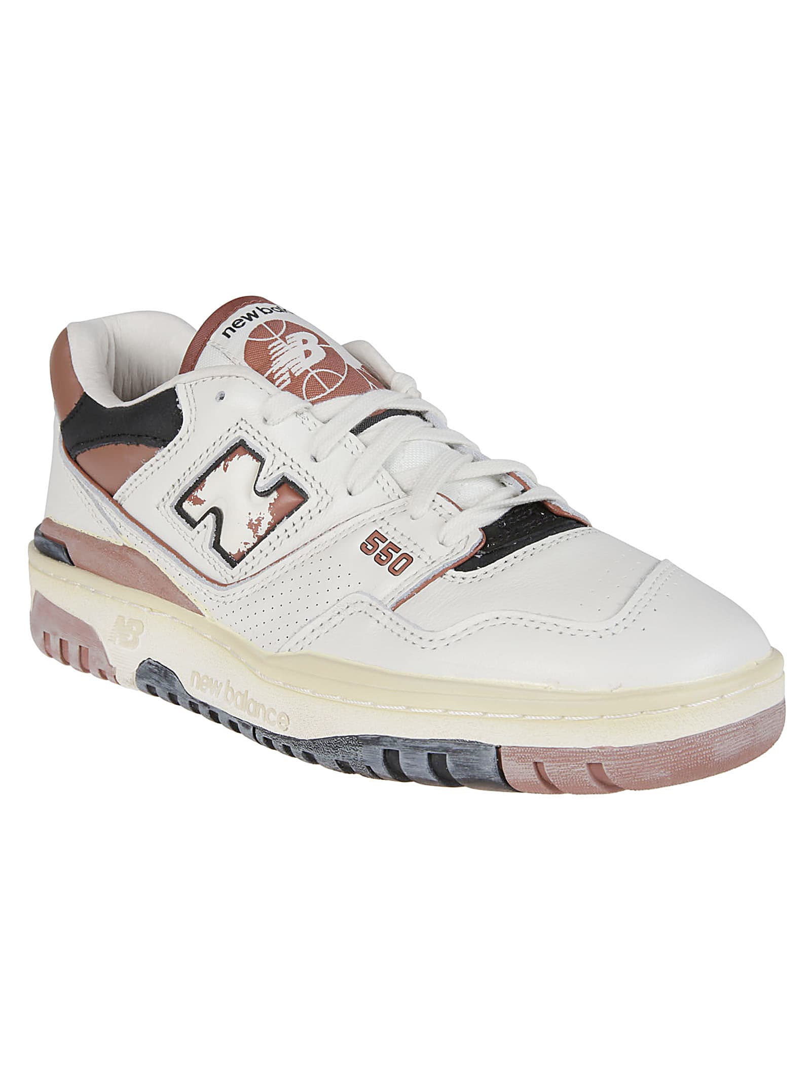 Shop New Balance 550 Sneakers In Off White/brown