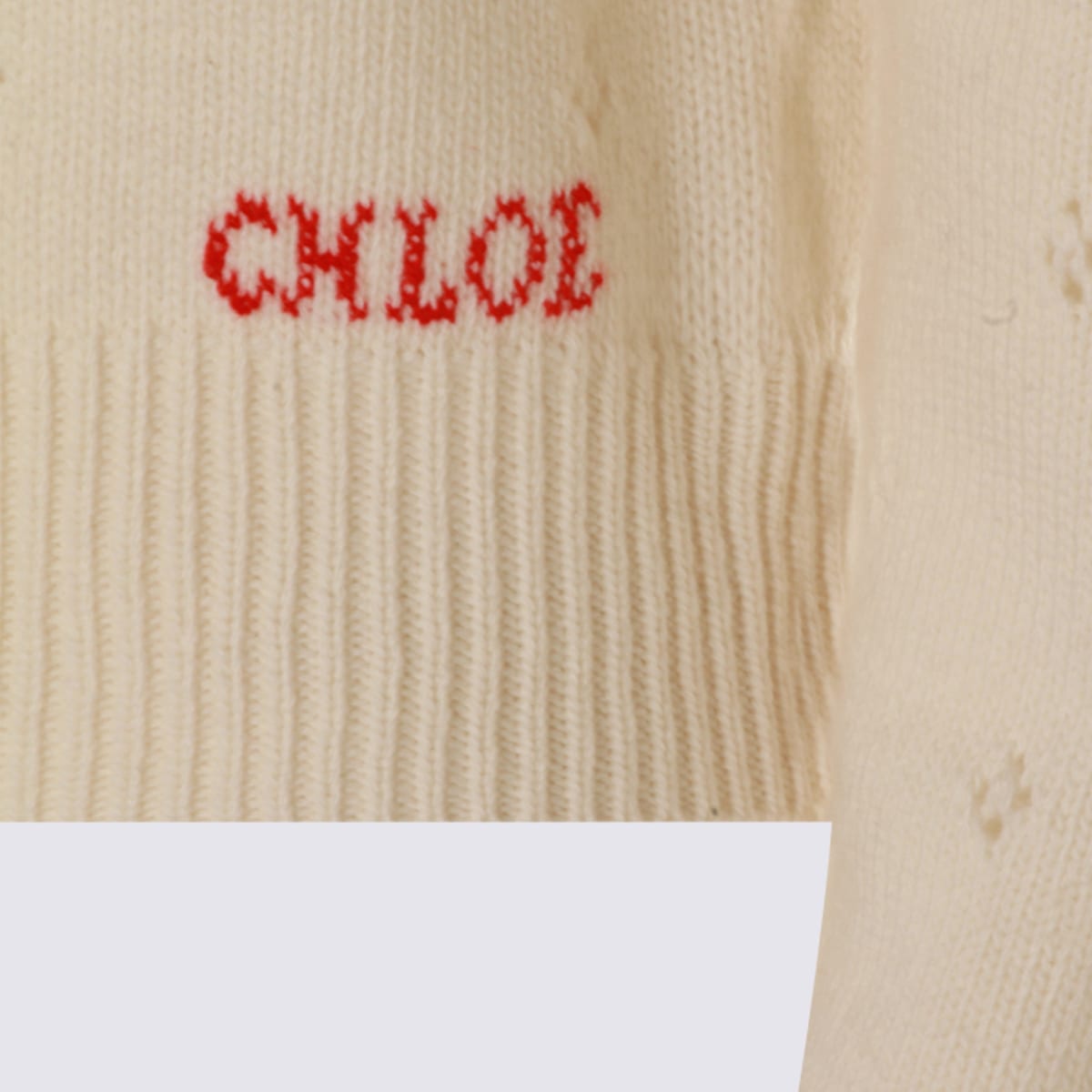 Chloé Wool And Cashmere Fitted Sweater With An Openwork Motif Clothing In Neutral