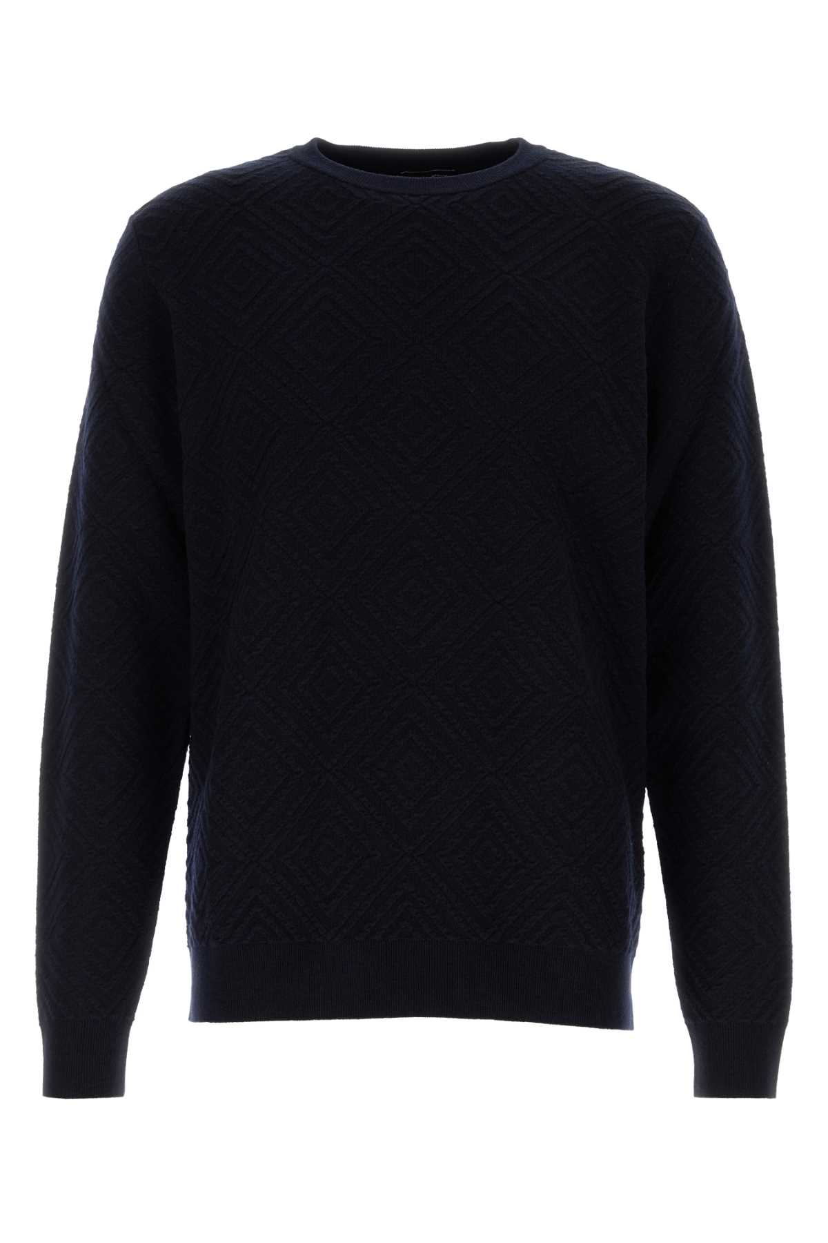 GIORGIO ARMANI MIDNIGHT BLUE WOOL BLEND SWEATER 