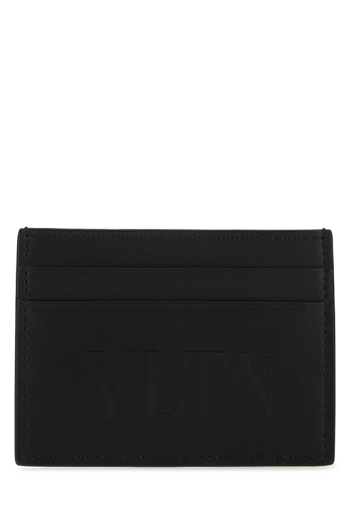 Valentino Garavani Black Leather Vltn Card Holder