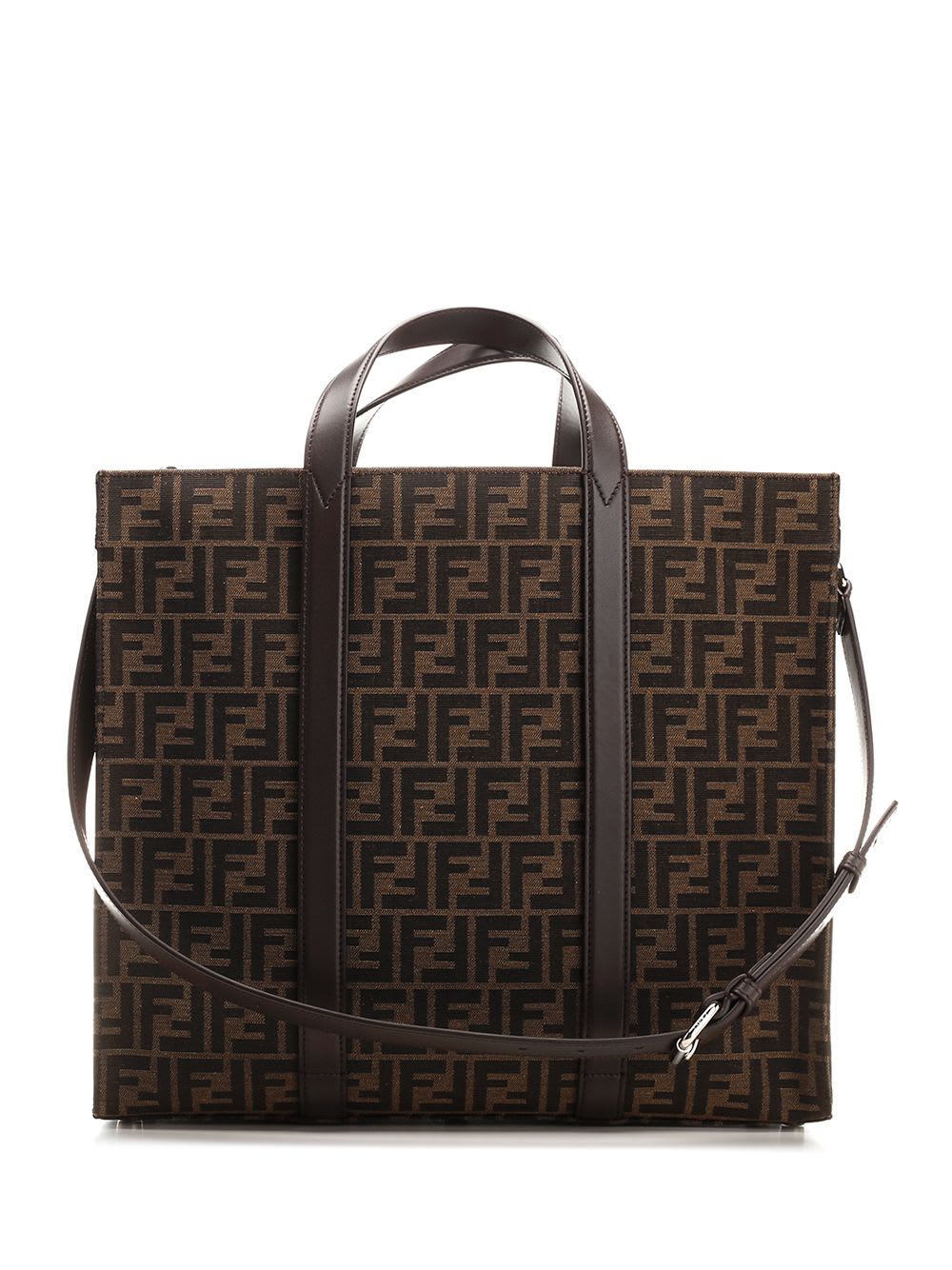 Shop Fendi Ff Jacquard Shopper In Brown