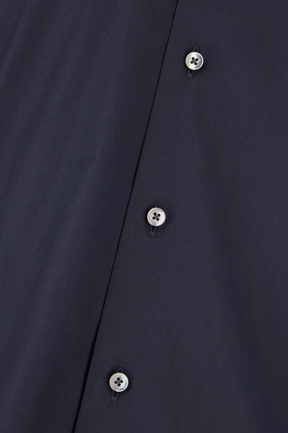 Shop Zegna Navy Blue Poplin Shirt