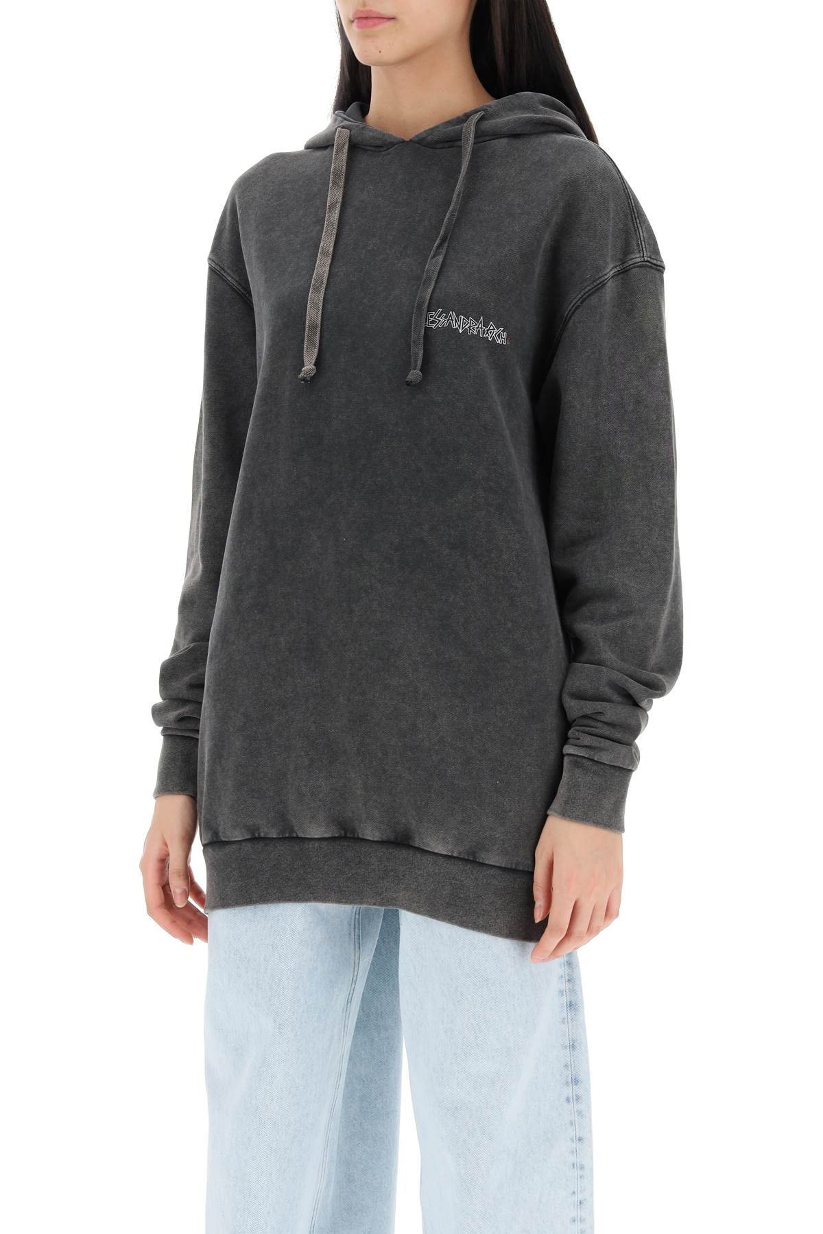 Shop Alessandra Rich Graphite Cotton Oversize Sweatshirt In Grey