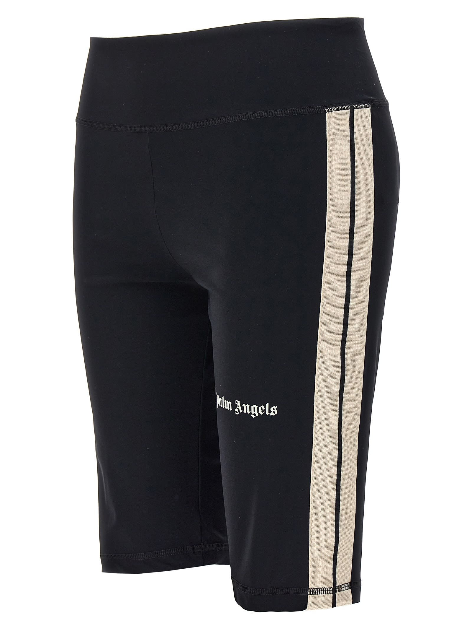 Shop Palm Angels Track Cycling Bermuda Shorts In Black Off White