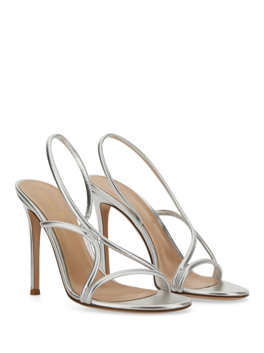 Gianvito Rossi Silver Nappa Silk Strappy Sandals In Metallic