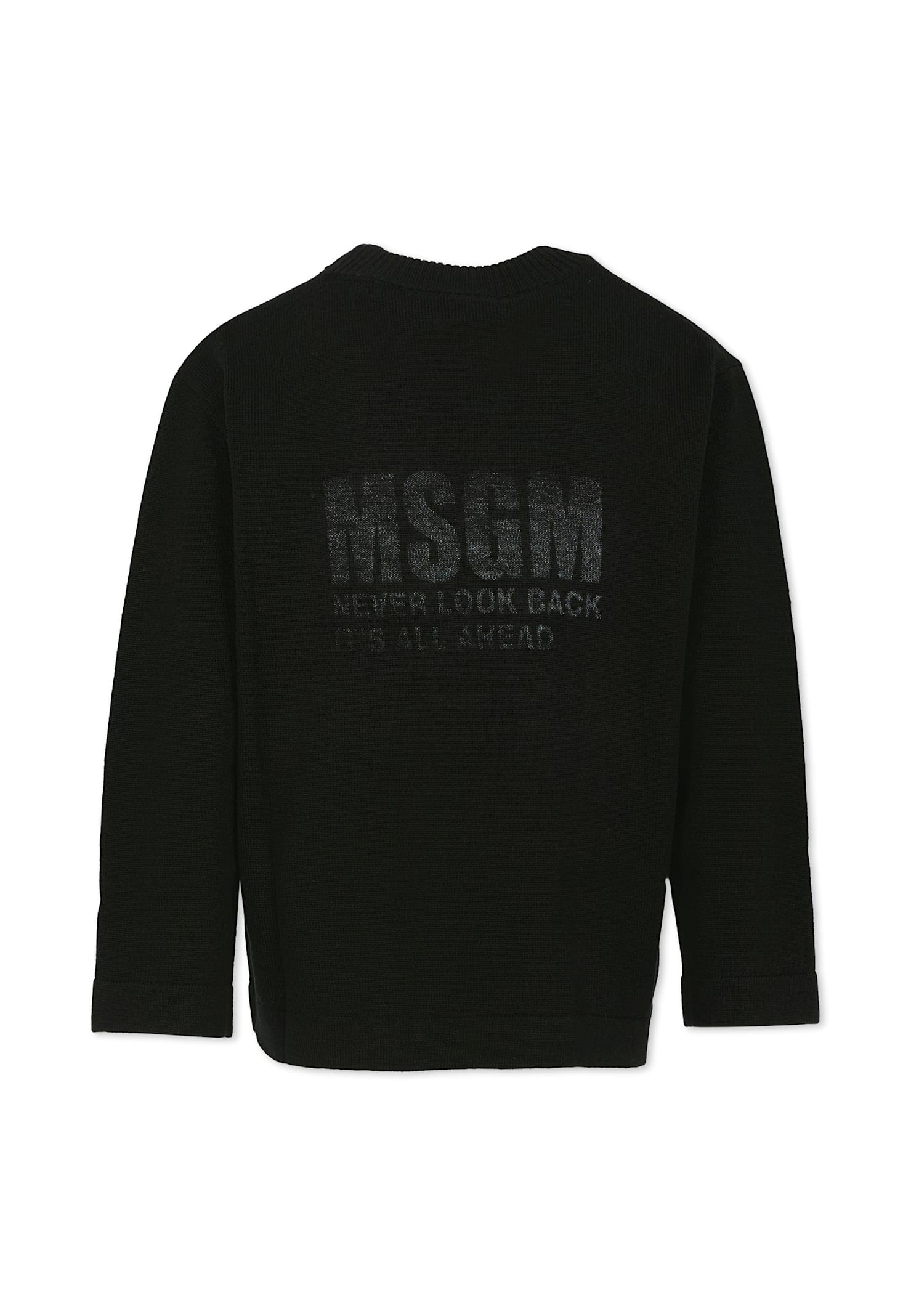 Msgm Black Sweater For Kids With Logo In Black