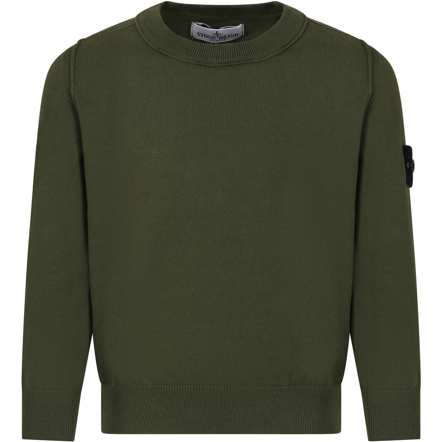 Stone Island Junior Kids' Green Sweater For Baby Boy With Compass