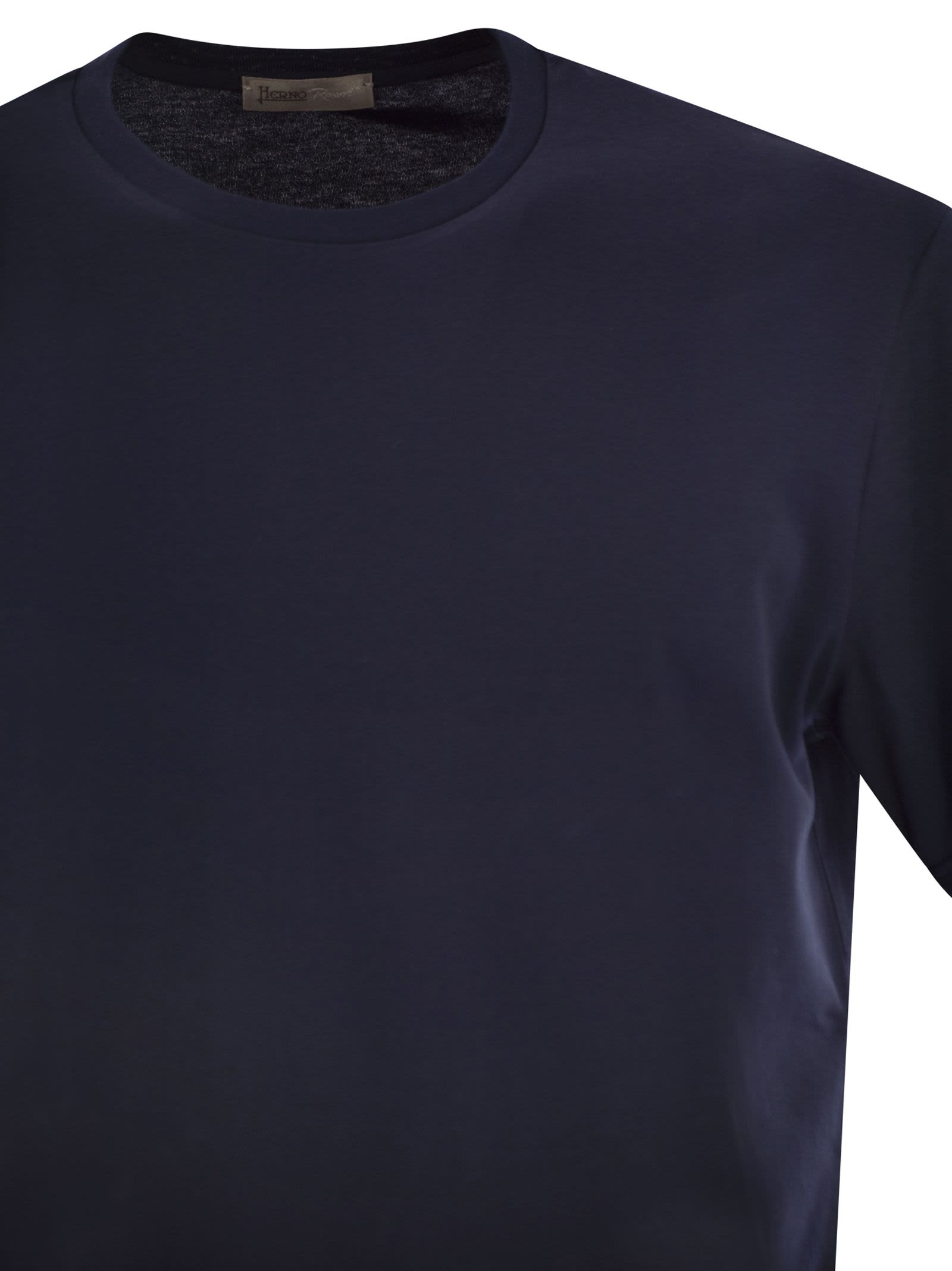 Herno Men Resort T-shirt In Cotton And Light Stretch Nylon In Blue