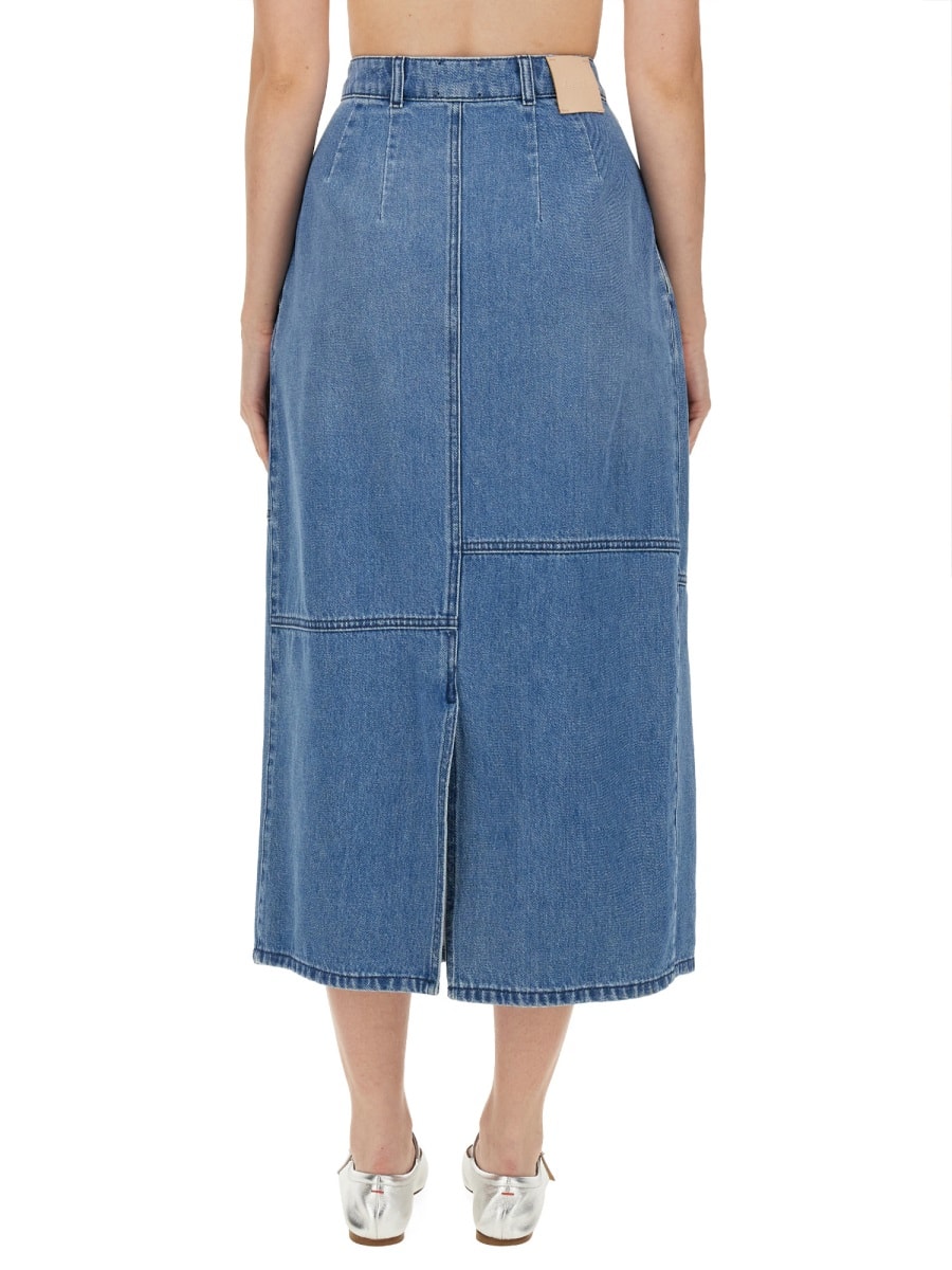 Shop Alysi Midi Skirt In Denim